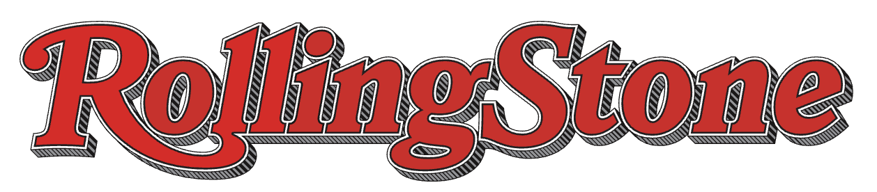 Rolling Stone magazine logo in red with black outline and shadow effect.