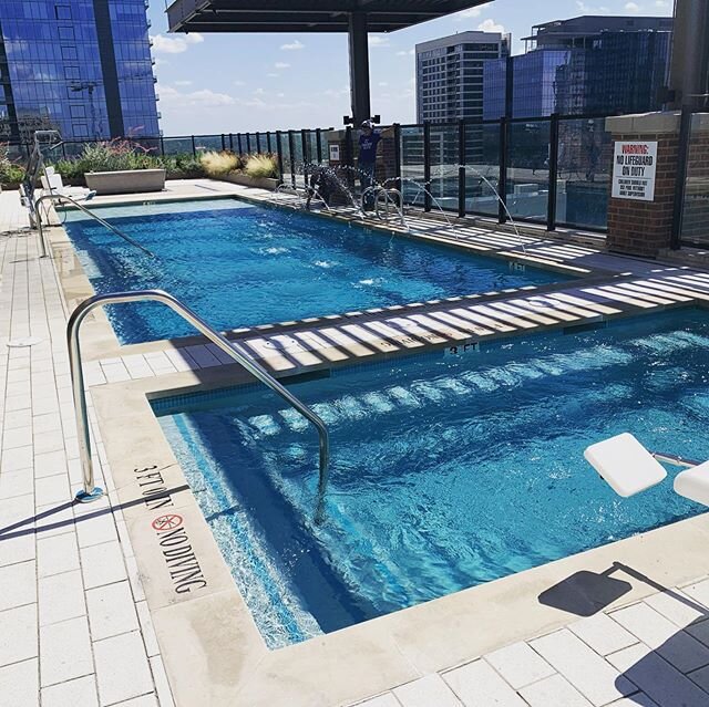 Some days you get to work on some pretty cool projects like this rooftop loft pool. 24 stories up in downtown Austin. #austintexas #austintx #poolsofinstagram #pooltech #pooltechnicianscommunity #poolguylife #rooftoppool #bluehavenpools