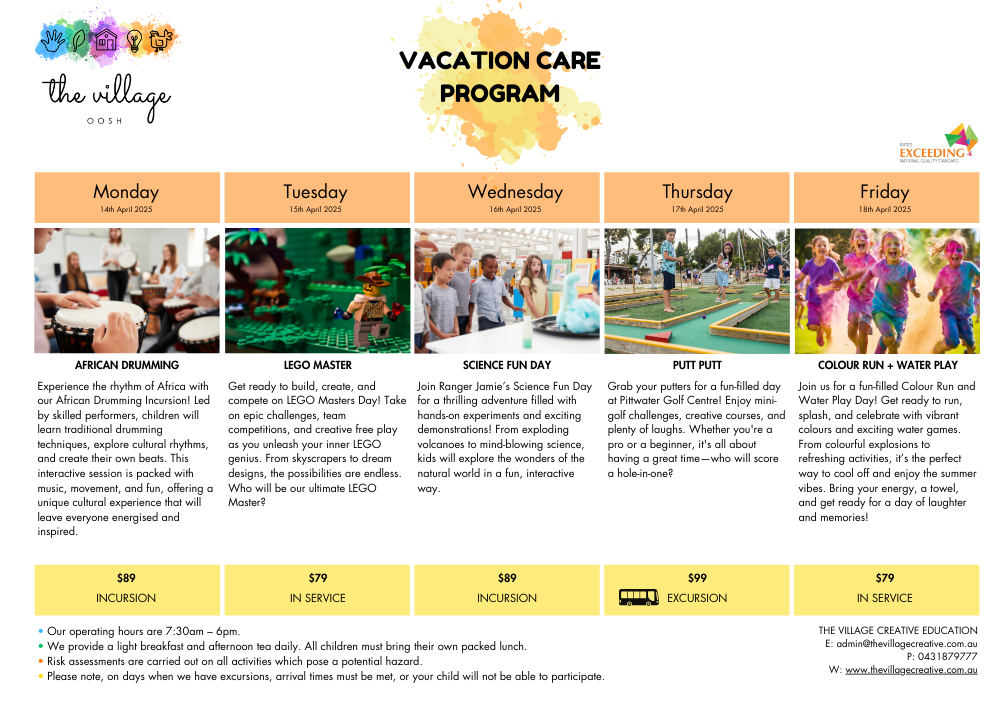 Oosh Program The Village OOSH — The Village Creative Education