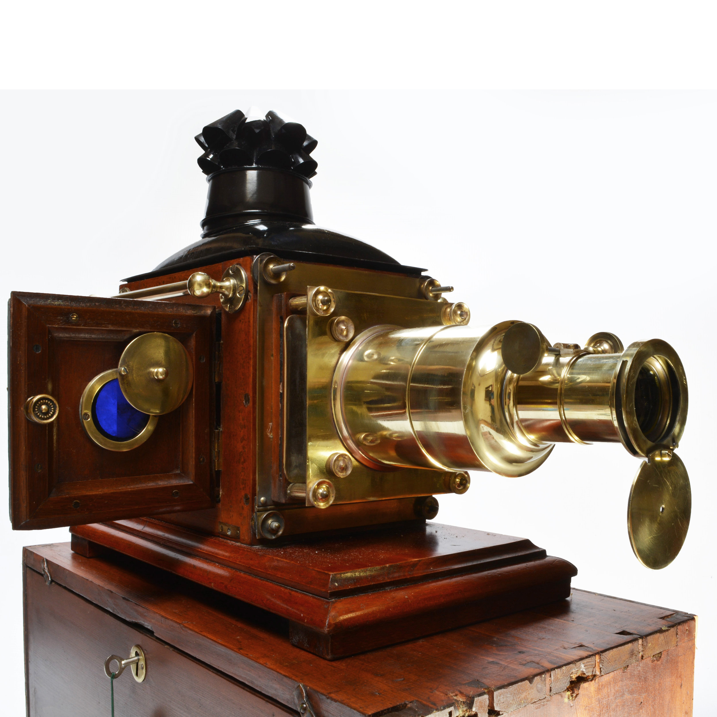 Victorian mahogany and brass magic lantern