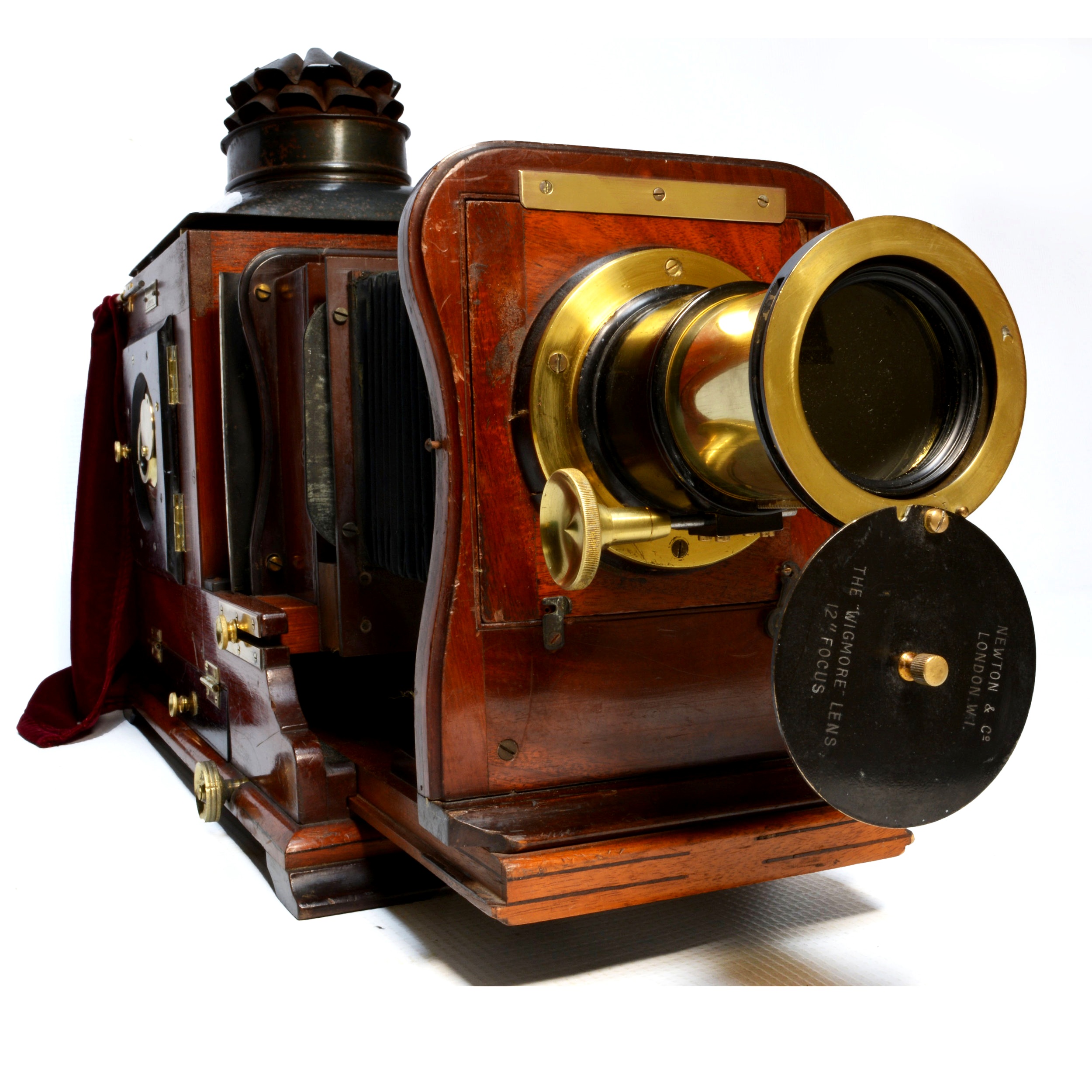 Mahogany and brass magic lantern by Newton &amp; Co of London