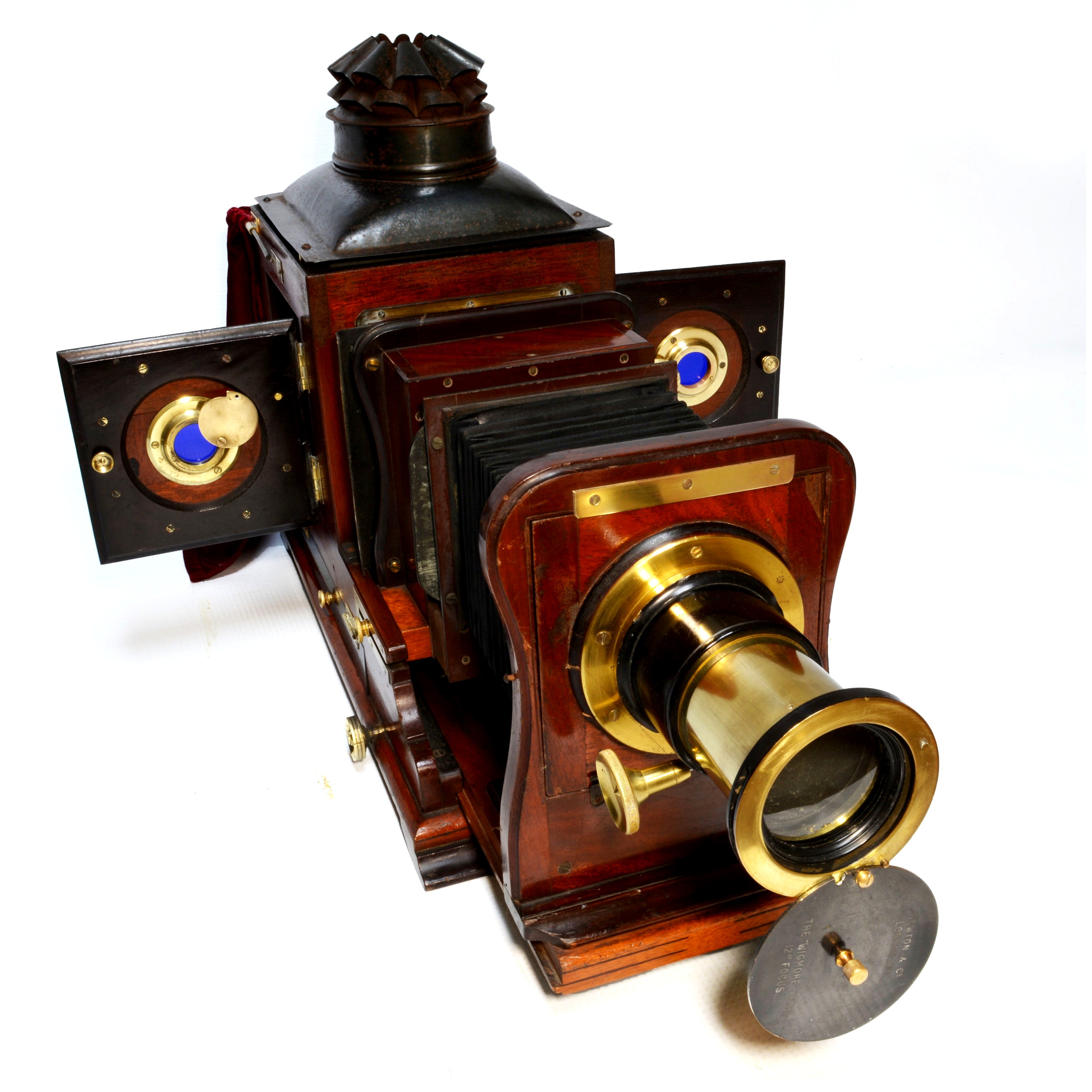 Mahogany and brass magic lantern by Newton &amp; Co of London