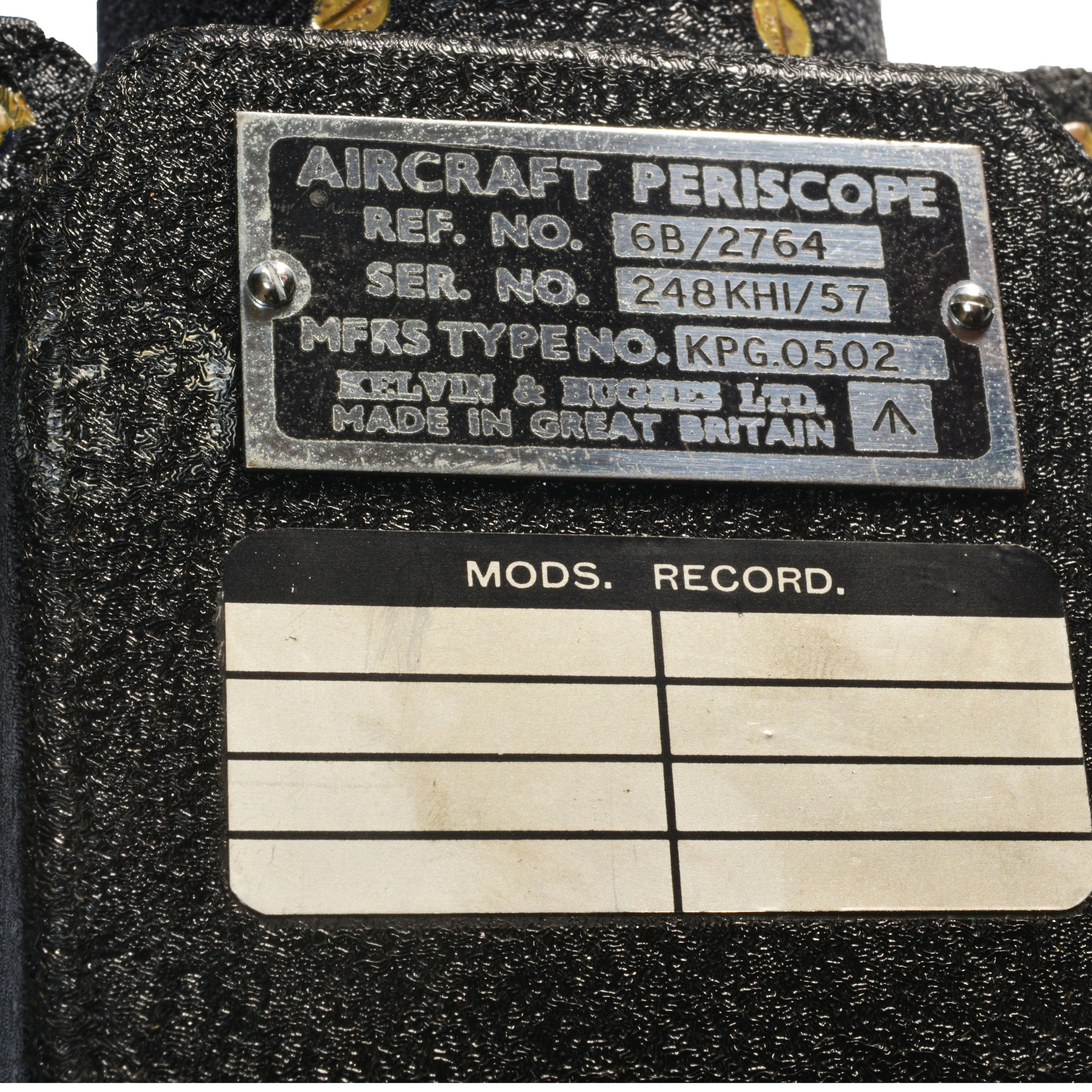 RAF Aircraft Periscope maker's plate