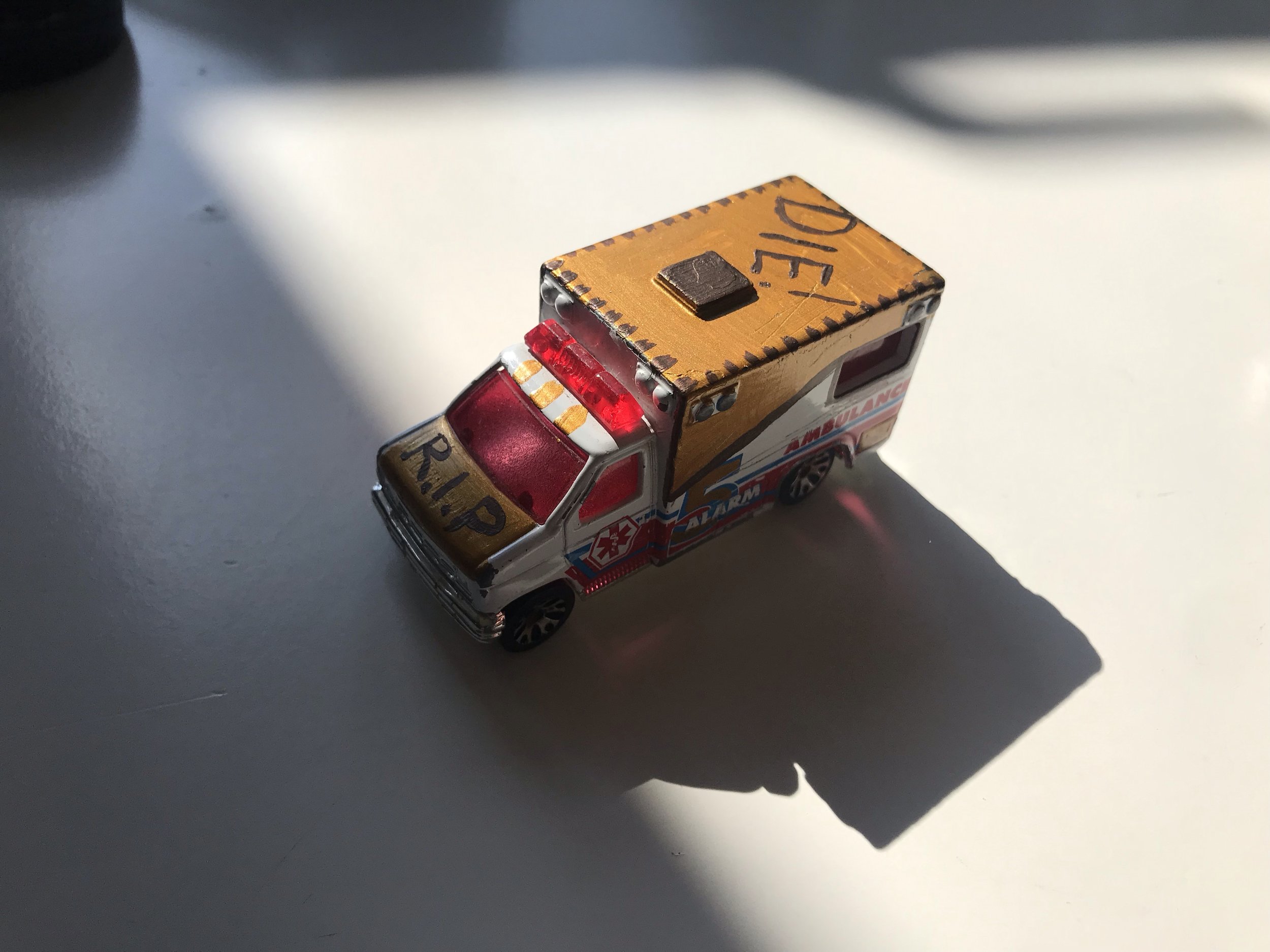 I bought this old ambulance out of a Cash Converters shop. My daughter and I turned it into Nee-Naw McGraw’s Rambulance.