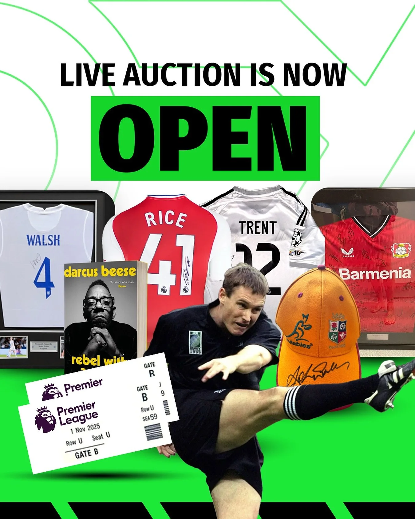🚨 THE AUCTION IS NOW LIVE 

Your chance to own exclusive signed shirts, memorabilia and once-in-a-lifetime experiences is here.

🔥 From rugby legends to Premier League stars, from the Lionesses to exclusive experiences &ndash; these are items you w