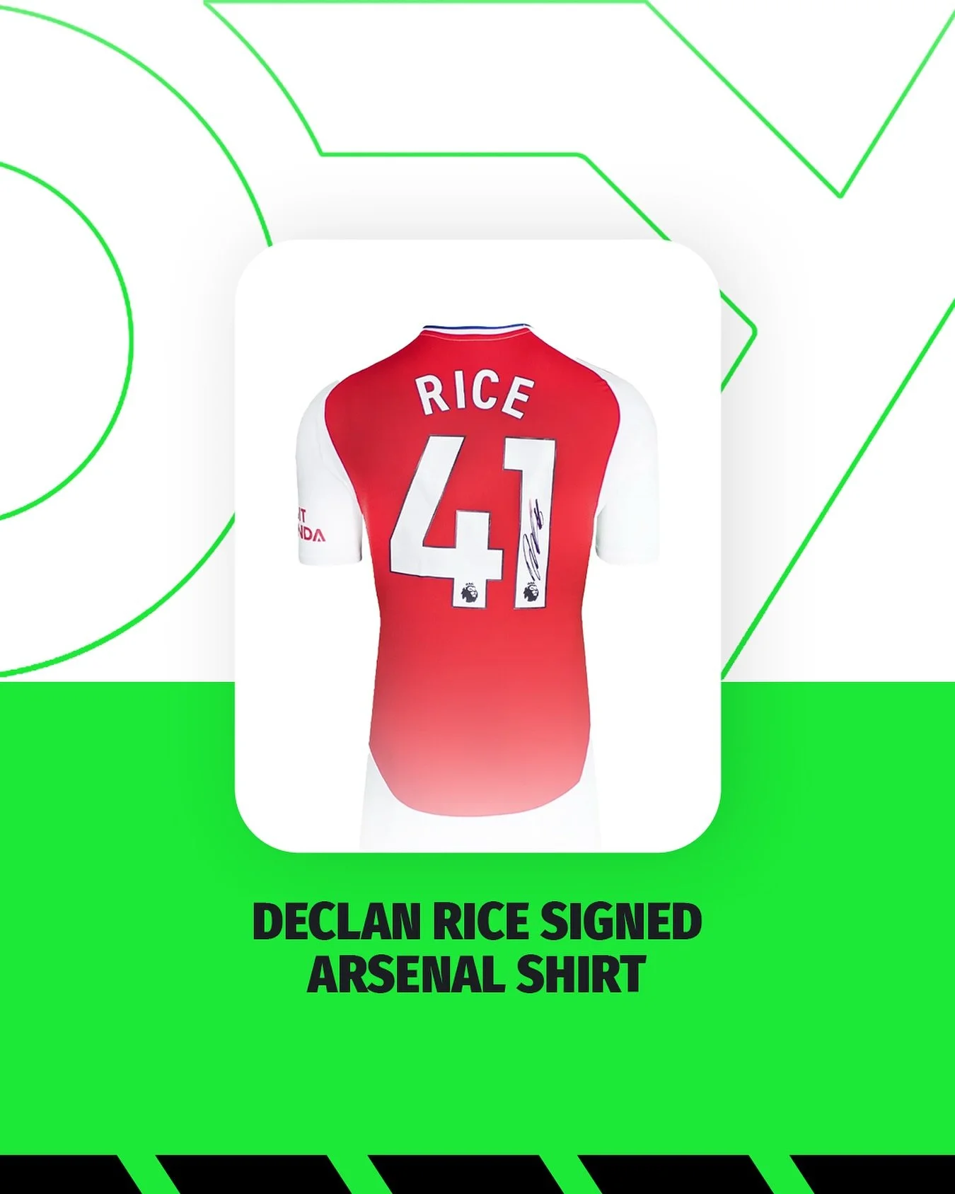 @arsenal fans, this one is special 🔴⚪
declanrice has made a huge impact since joining the Gunners and now you can own a signed Rice shirt 👕🔥

⏰ Our DFY Auction closes Sunday 9pm &ndash; don&rsquo;t leave it too late! Once it&rsquo;s gone, it&rsquo