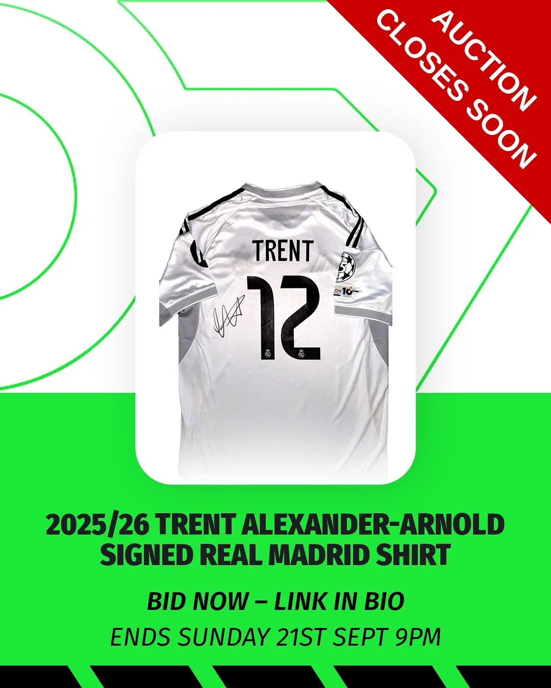 ⏰ Just 3 days left to bid! ⏰

Our live auction is in full swing and closes this Sunday night. Every bid supports over 2,000 children each week through DFY Sports.

From signed shirts by Declan Rice, Keira Walsh and Trent Alexander-Arnold, to Premier 