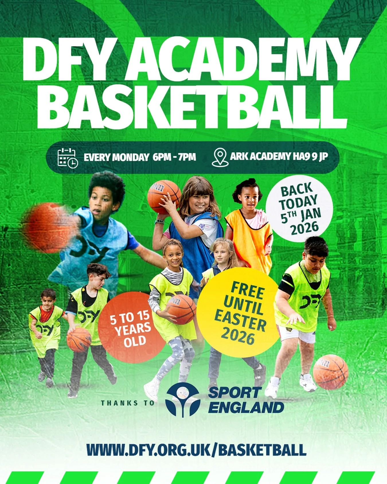 🏀✨ DFY Academy Basketball is back today.

Great news, we&rsquo;ve been able to extend free sessions until Easter 2026, keeping doors open and barriers down 🚪⬇️

📅 Every Monday, 6&ndash;7pm
📍 Ark Academy Sports Hall, HA9 9JP (entrance via Bridge R
