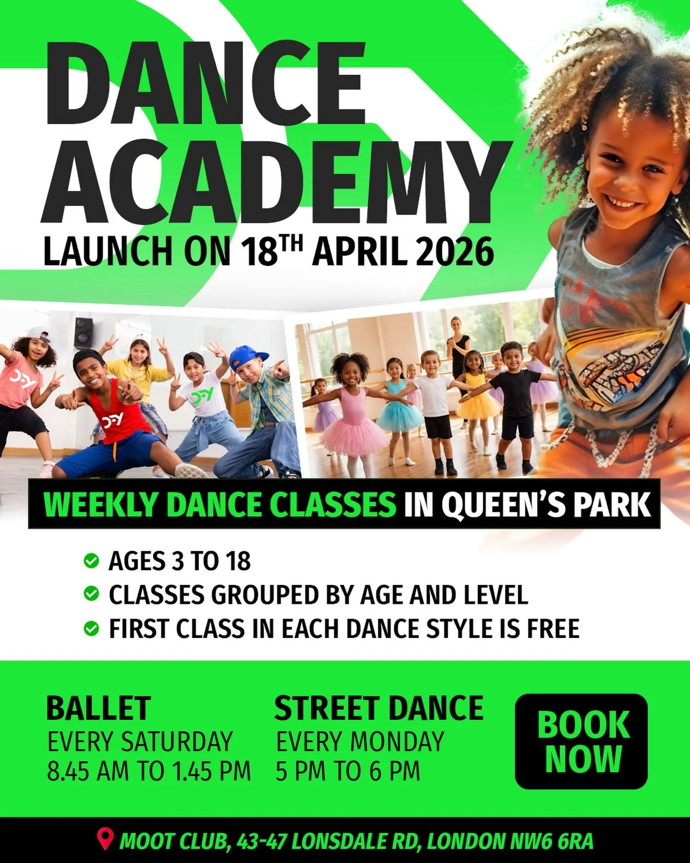 We&rsquo;re very excited to launch DFY Academy Dance on 18 April 2026 💚✨

A new space for children to move, grow in confidence, learn new skills and enjoy being part of something positive 💃🕺

Weekly classes in Queen&rsquo;s Park for ages 5 to 18:
