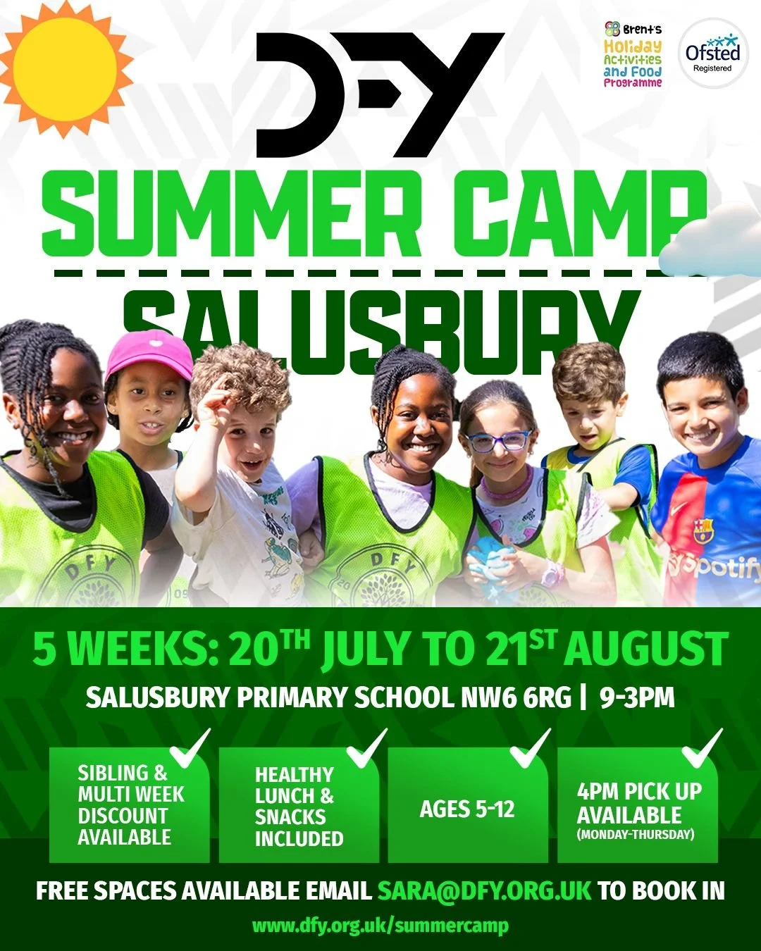 Summer camp bookings are now OPEN for the DFY Sports Camp @salusburyprimaryschool 🎉🎉
Please visit www.dfy.org.uk/summercamp or click the linkinbio to book in. 
In receipt of benefits related free school meals? Contact us for info on free spaces via