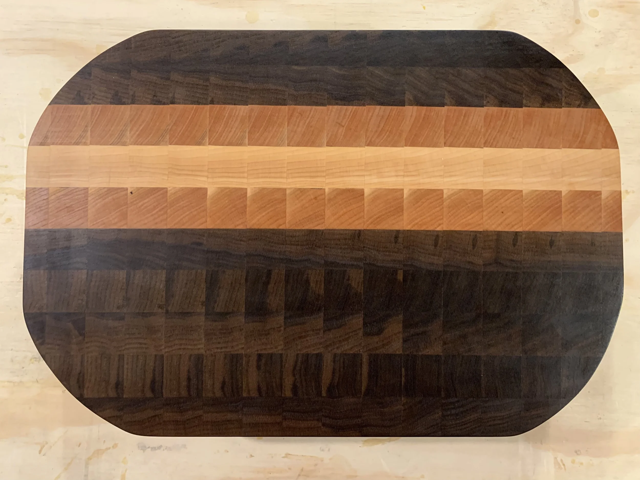 Oval Stripe Cutting Board - Walnut, Cherry &amp; Maple