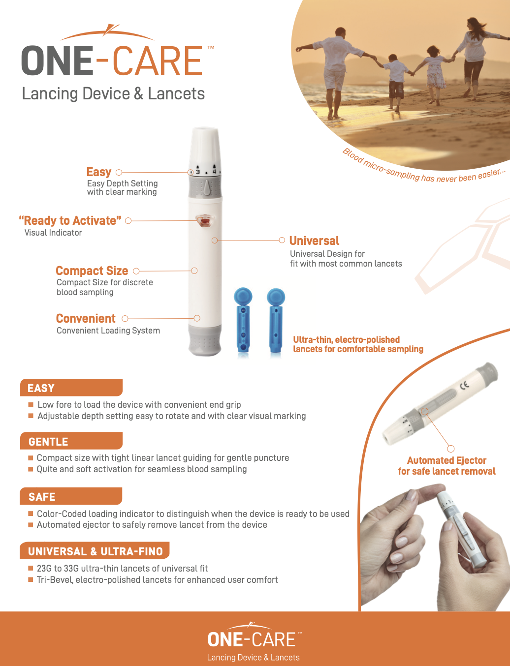 Lancing device and lancets