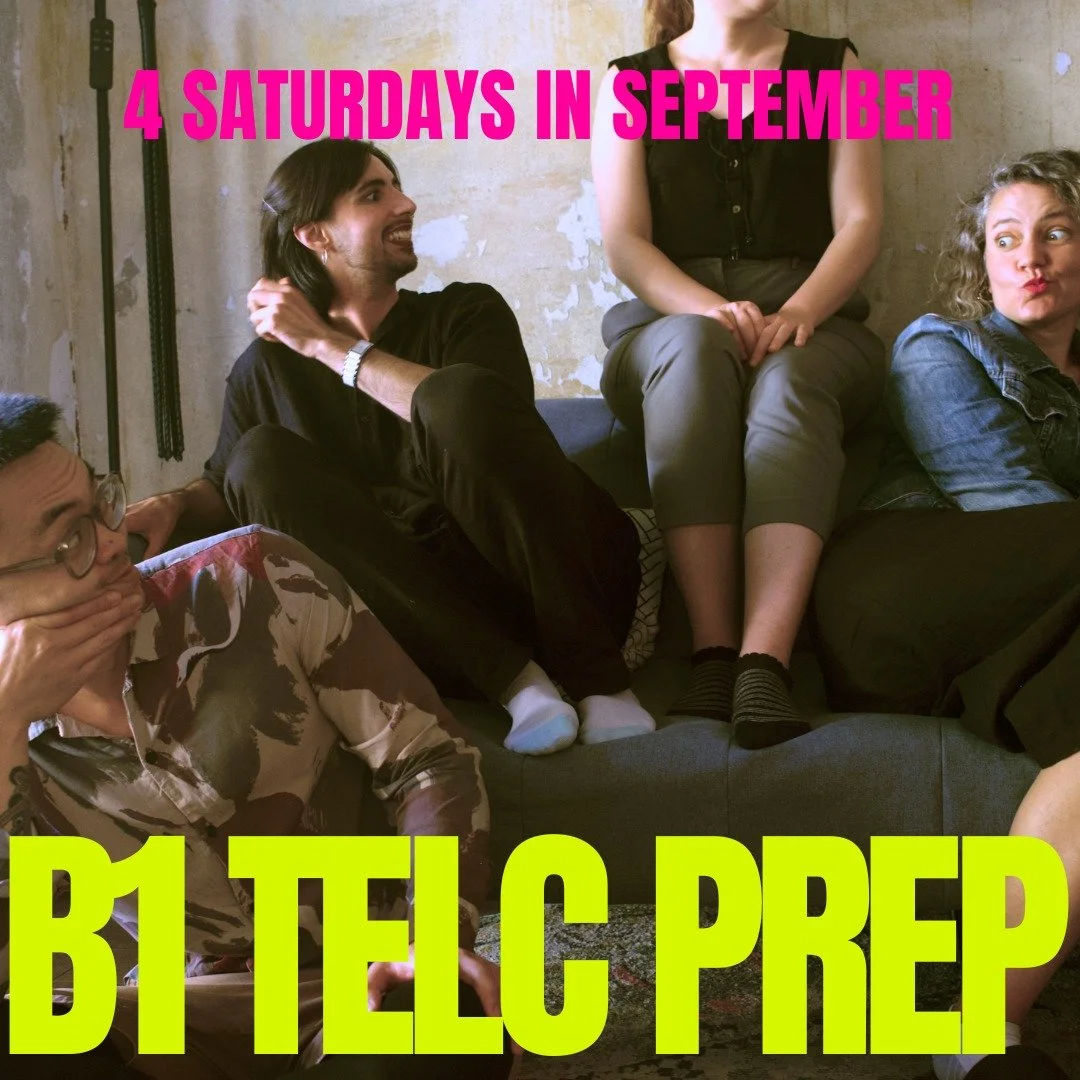 B1 TELC Prep Weekender is back this September!

Focused, practical, and perfect for rainy autumn weekends.

Option 1: TELC Unlocked &ndash; 299 &euro;
 &bull; 4 Saturdays
 &bull; Materials included / No registration fee
 &bull; In-depth strategies, t
