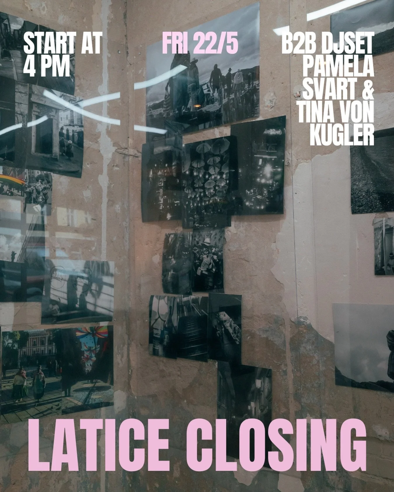 ✨surprise b2b dj set / closing event this evening 🪩

Join us for an intimate closing event with a little aperitif, Mexican food, live recordings, real talk with artists, friends and the team.

Friday, 22.05. | 16:00&ndash;20:00
16:00 Aperitif &amp; 