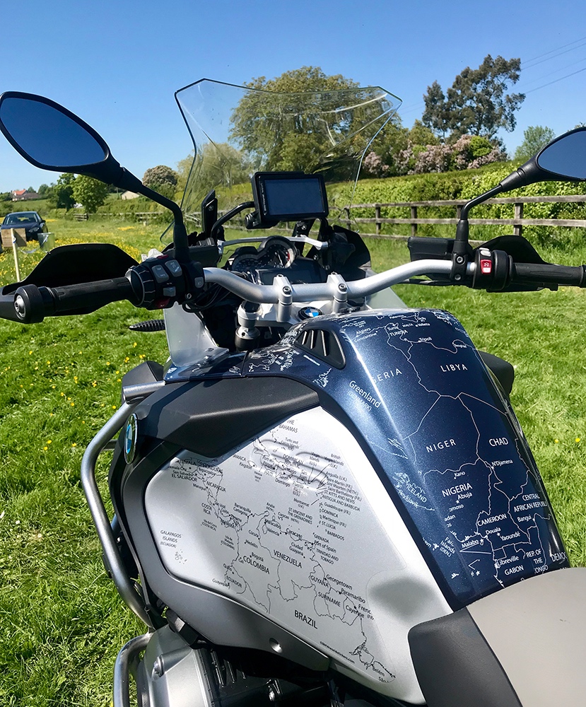 BMW R1200 1250 GS LC ADVENTURE 2014 Onwards Bmw World Stickers Whole Lanscape View Look White Map Transparent Decals On Blue Navy Thumbnail