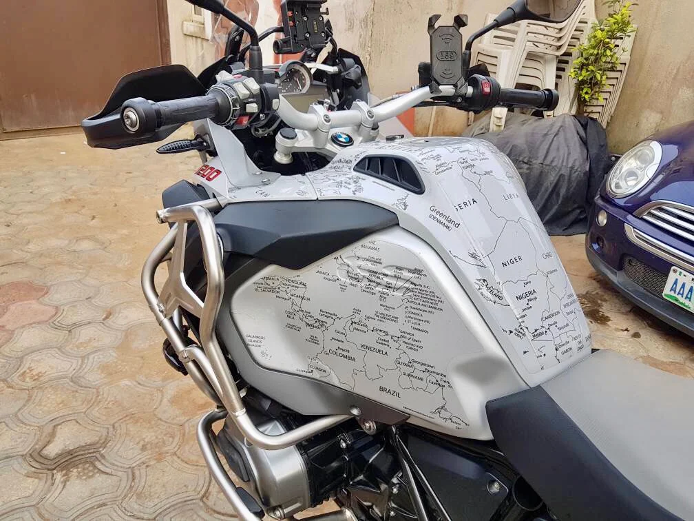 BMW R1200 1250 GS LC ADVENTURE 2014 Onwards Bmw World Stickers Whole View Stunning Look Black Map Transparent Decals On White