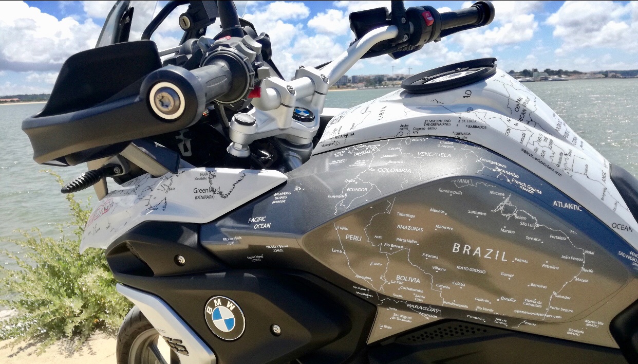 PAIR OF STICKERS WORLD MAP BMW R 1200 GS LC GLOBE FOR SIDE CASES ORANGE 
