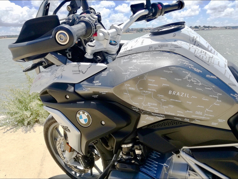 BMW R1200 1250 GS LC 2017 Onwards BMW World Stickers and Decals Landscape Full Side Left Black Map On White