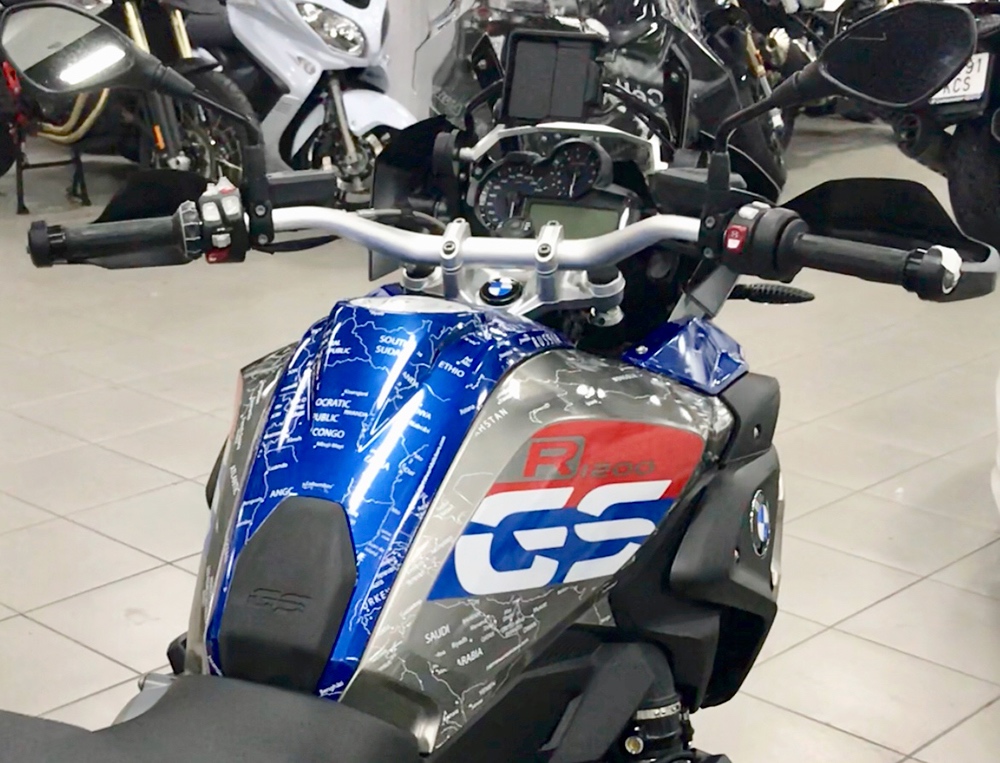 BMW R1200 1250 GS LC RALLYE 2017 Onwards BMW World Stickers and Decals Full Tank In White Map