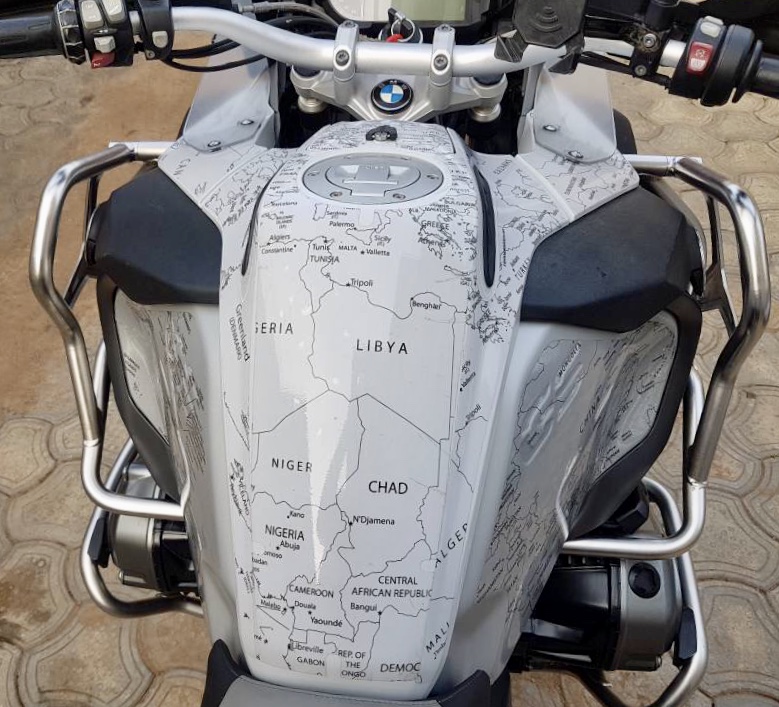BMW R1200 1250 GS LC ADVENTURE 2014 Onwards BMW World Stickers Close Up Whole Stunning View Look Black Map Transparent Decals On White