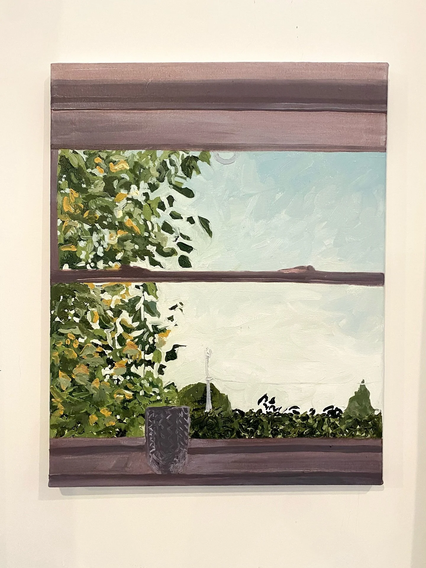 A little south window action 

16&rdquo;x20&rdquo;
Oil paint on canvas 
2025
.
.
.
.
#Painter #OntarioPainter #landscapepaining #canadianart #window #mug