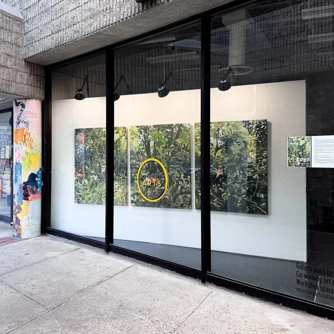 These three new paintings are now up at @necessaryarts - you can view the show online (link in bio) or pop by in person through the month of November! 

Big thanks to @chaneldesrochesart for the help getting these installed and documented 💕

Also if