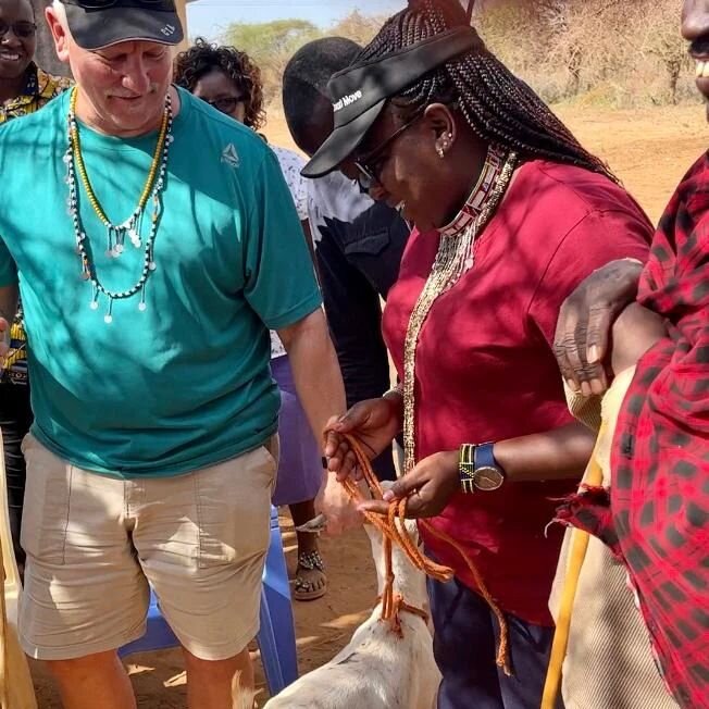 Nimo Kimani receives a goat!
Nimo is the president of Hami Imani Africa, an NGO focused on women's empowerment and social justice.  She is a wonderful woman of God, a friend, and an advocate of SDF. The Oloolarroi community and school honored her lov