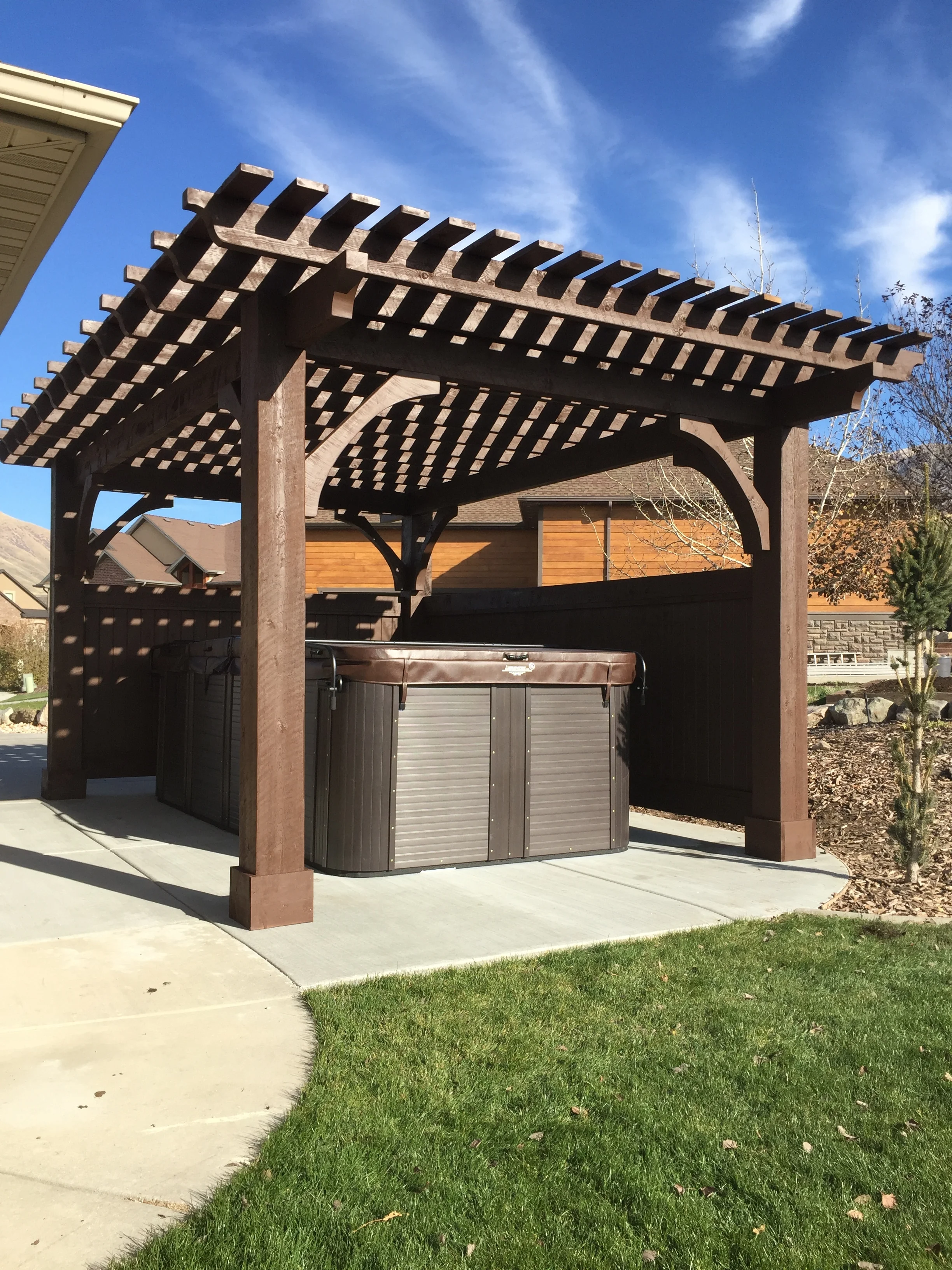 sliding shade canopy for pergola on See Our Work Timberhaus