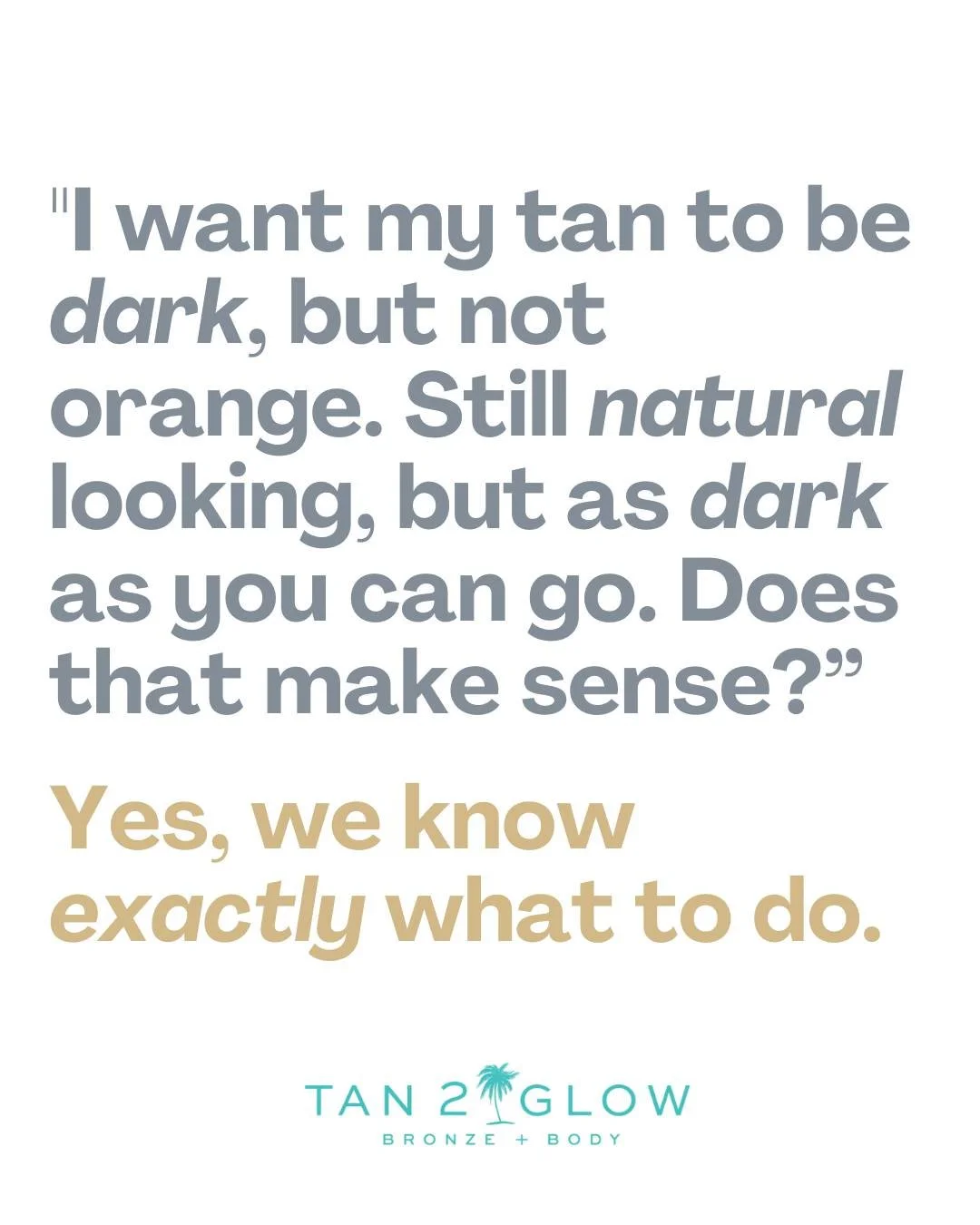 We have this exact conversation multiple times a day &amp; honestly, it's what sets us apart!

Commercial tanning places can't customize your color - you get whatever the booth gives you. 👉 Our airbrush artists mix + match solutions to create your p