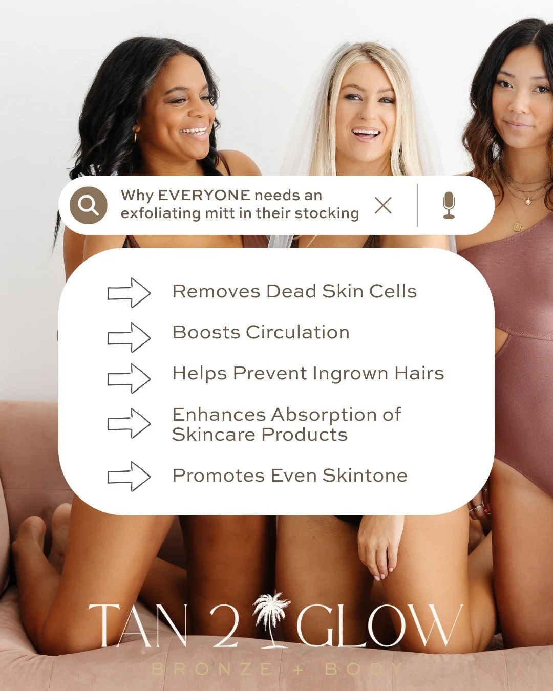 It doesn't matter who you are... 

EVERYONE needs an exfoliating mitt in their stocking this year! 🎄

Exfoliation is the key to a flawless tan because it removes dead skin cells and reveals a brighter, smoother &amp; clearer complexion. 

Plus, it c