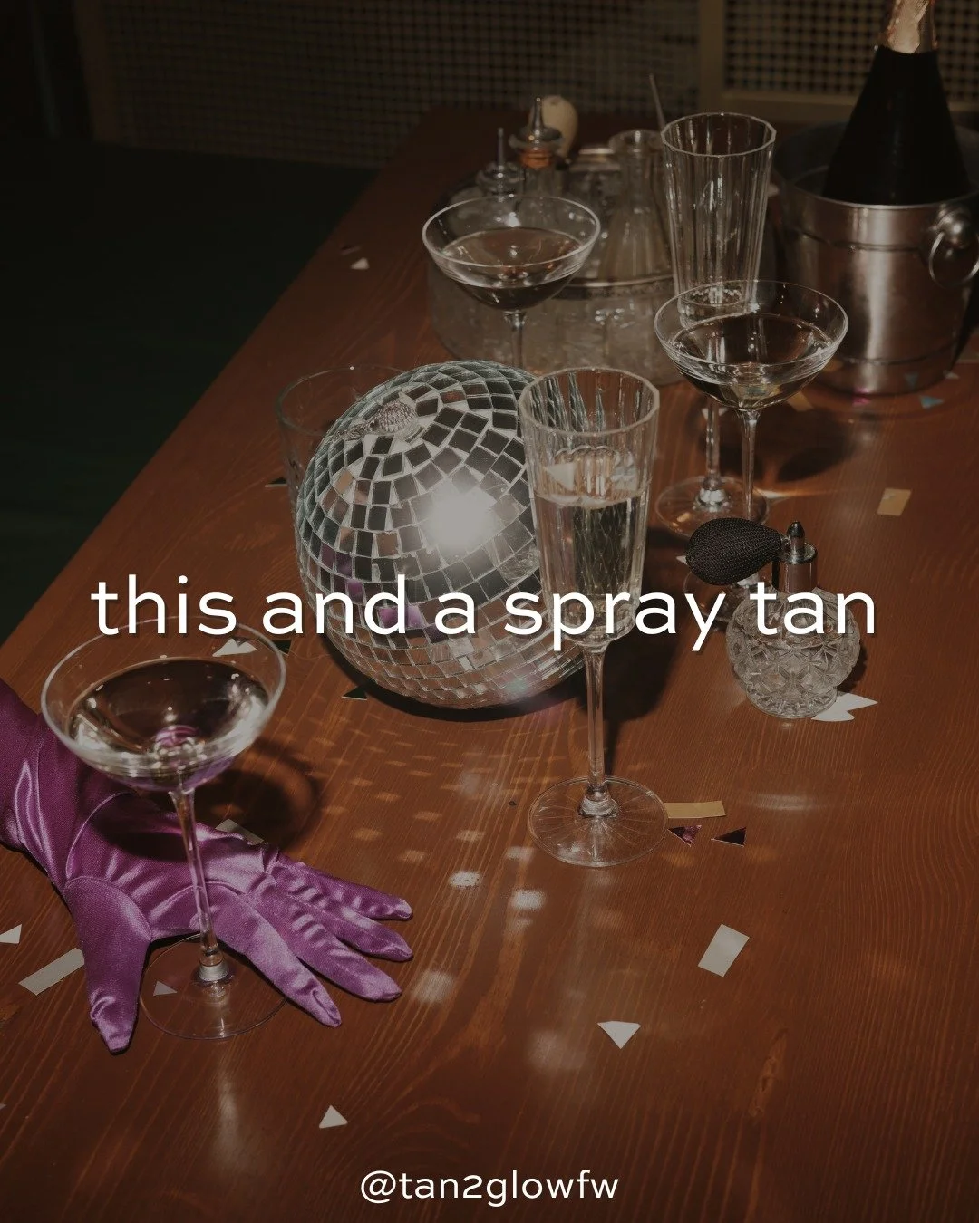 Almost 2026 &amp; the game plan stays the same 🥂

Spray tan ➡️ cute outfit ➡️ cocktails with the girls!

Book your pre-NYE appointment now: tan2glow.com 

(We'll be closing at 3pm on 12/31 &amp; will be closed on January 1st.)

#dfw #fortworthtx #fo
