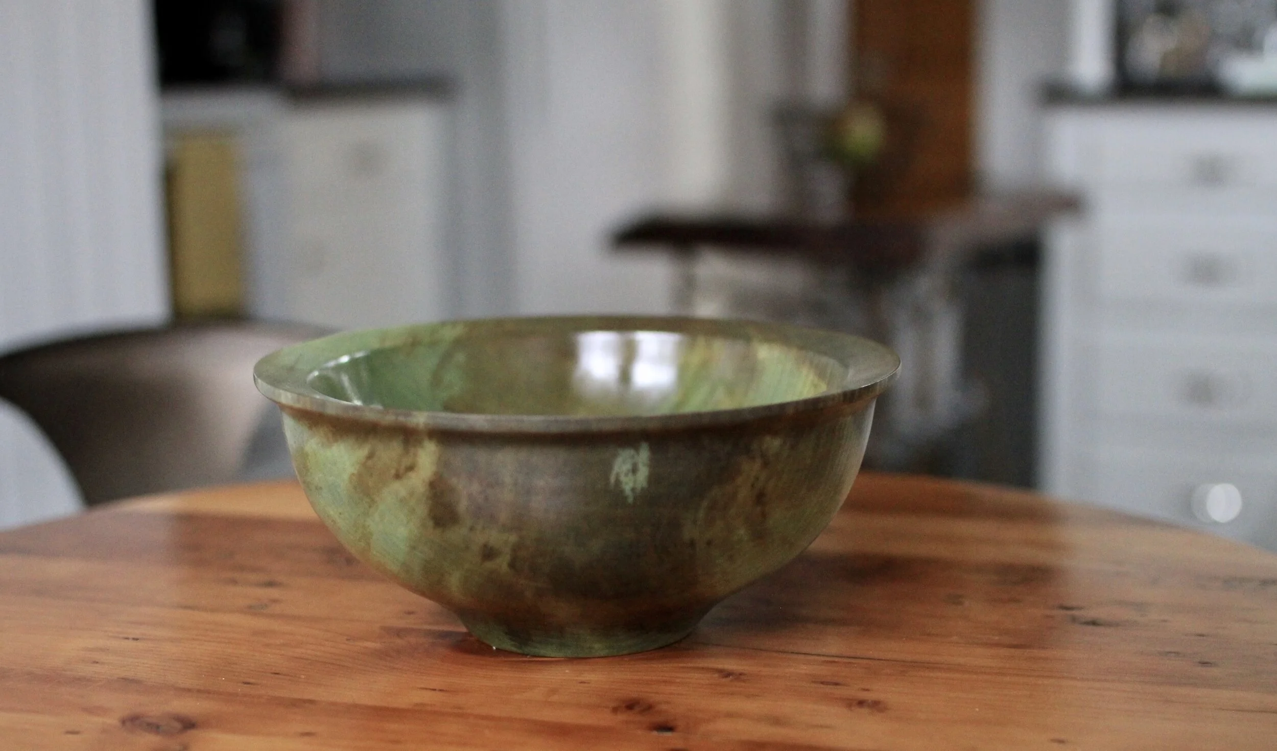 Green Wooden Bowl