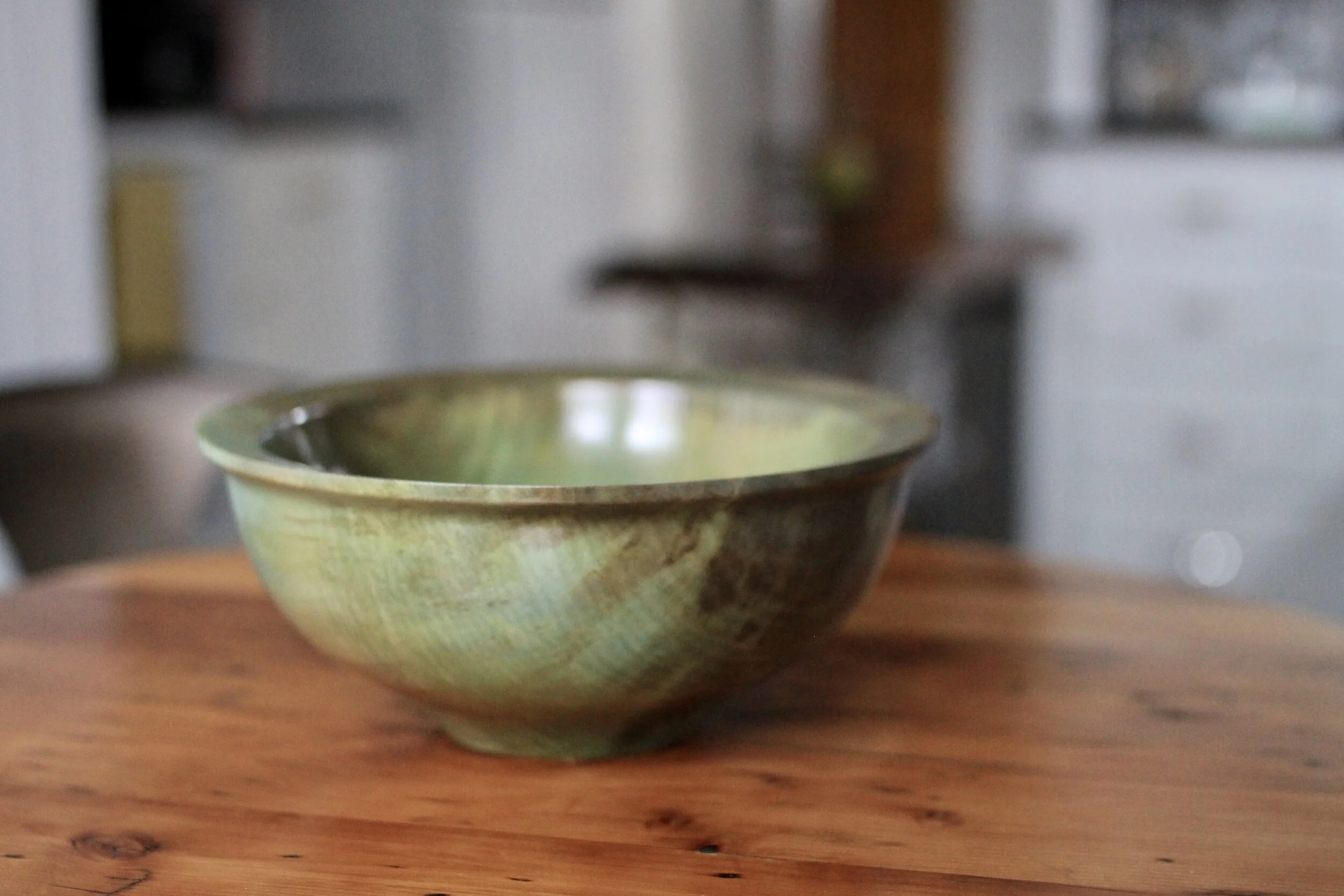 Green Wooden Bowl