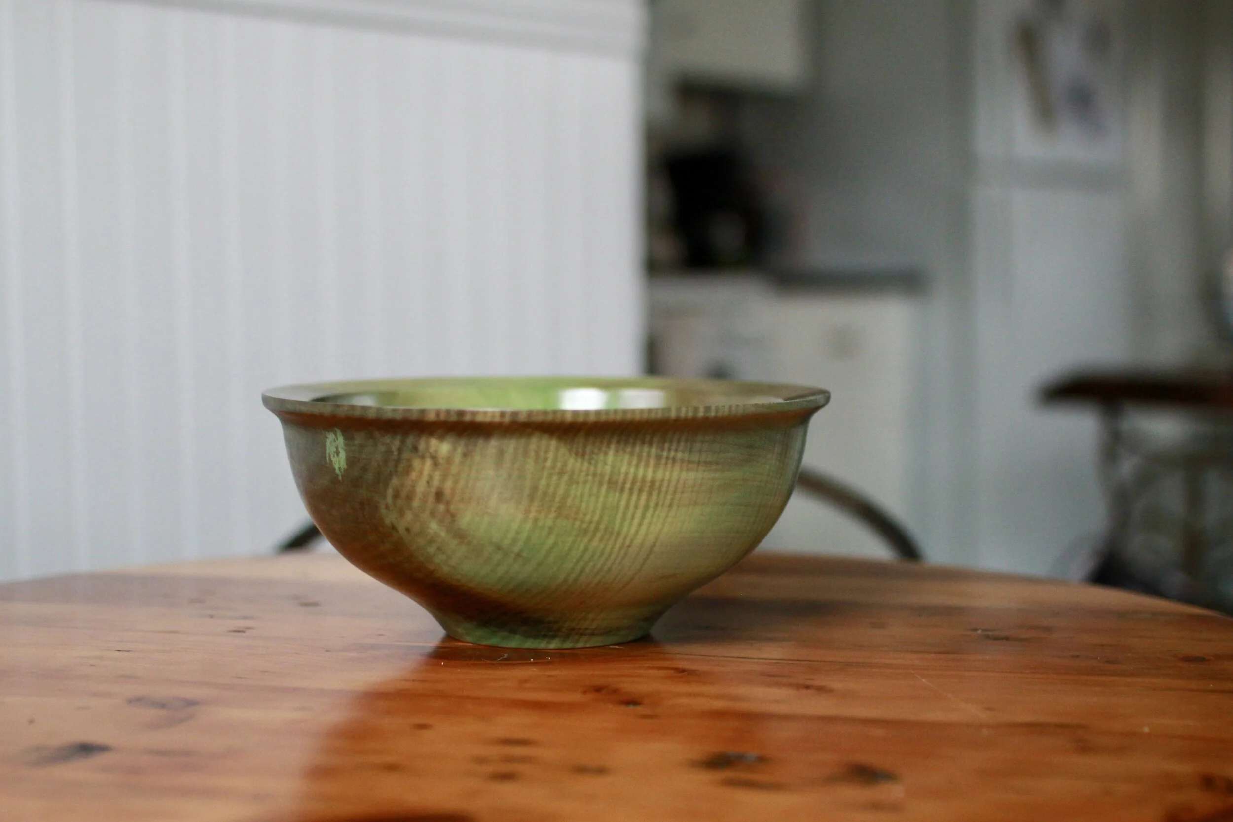 Green Wooden Bowl