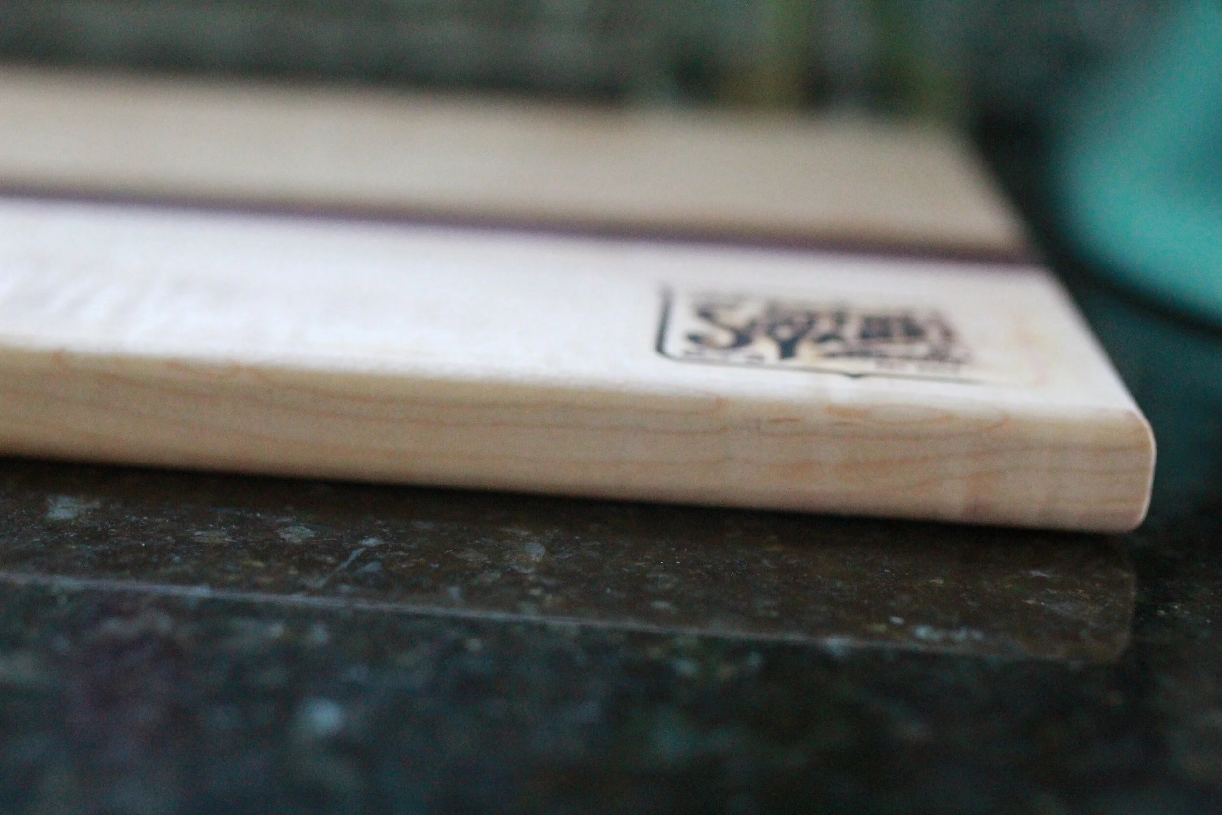 Large Handmade Curly Maple Cutting Board with Accent Strip of Purple Heart