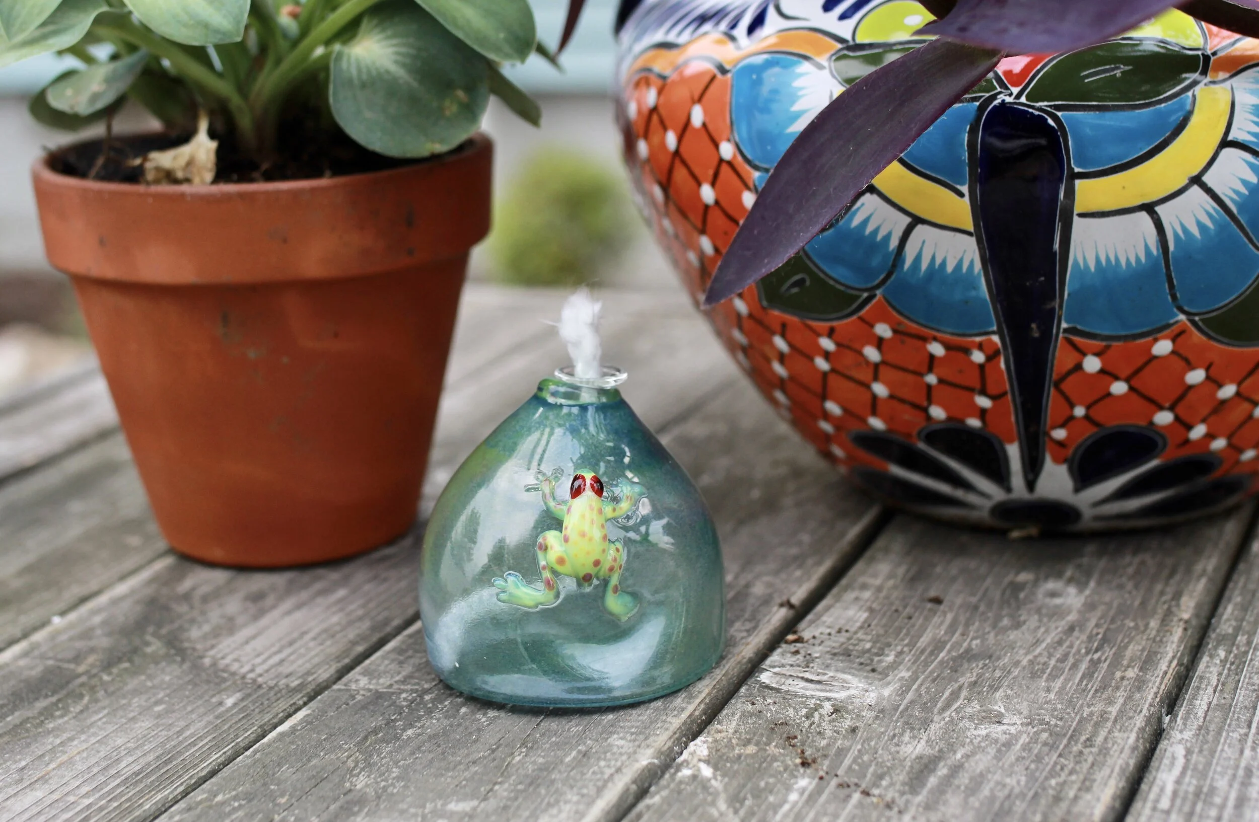 Handmade Glass Frog Candle