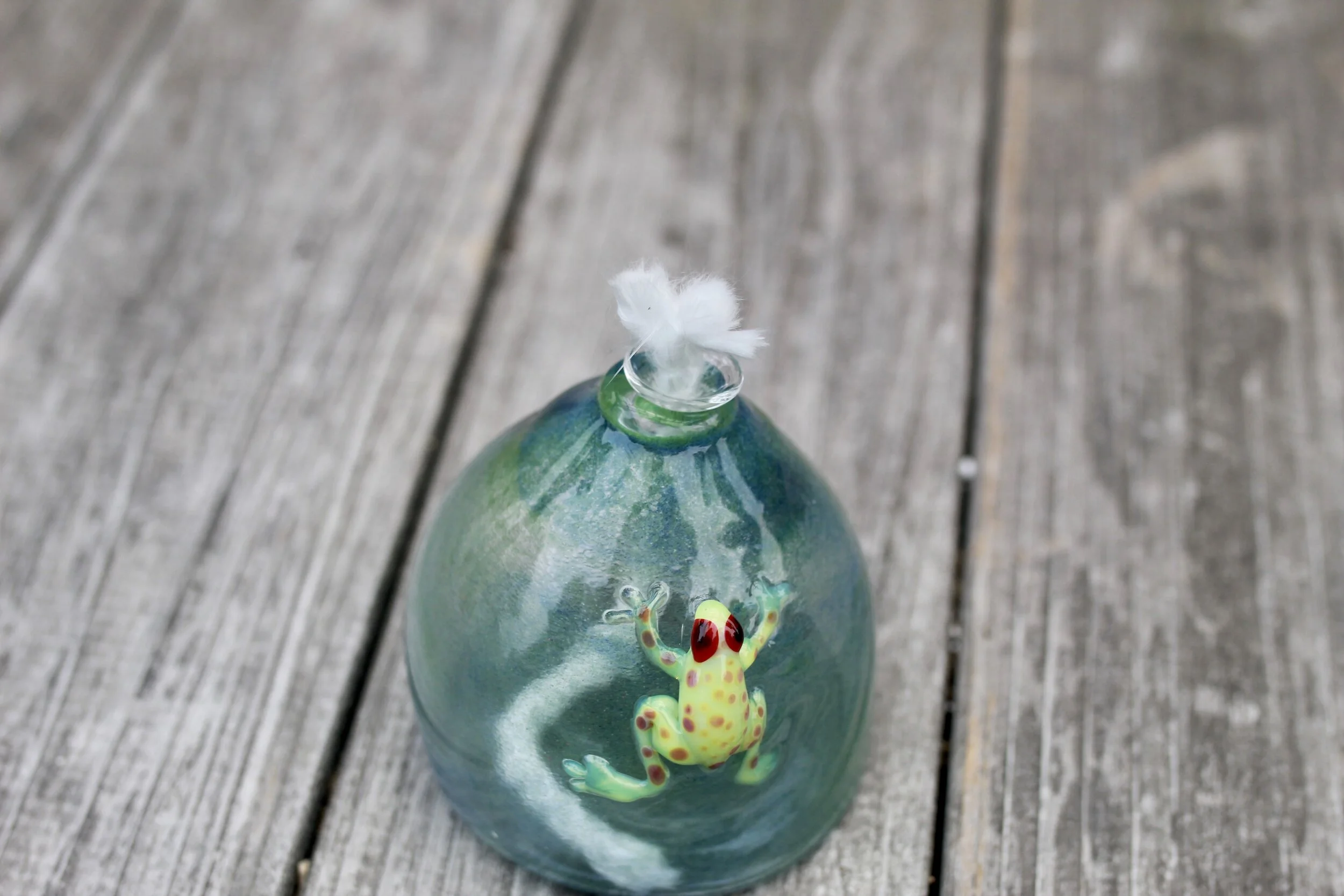 Handmade Glass Frog Candle