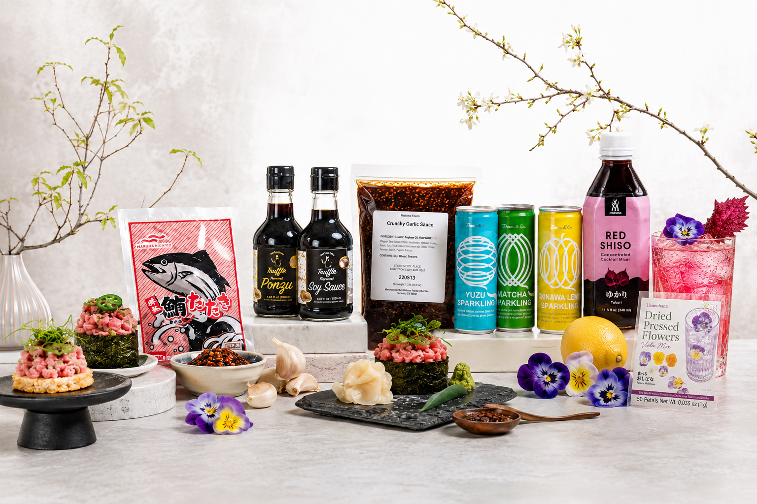 Japanese food and beverage products for U.S. buyers, including packaged foods, sauces, beverages, and specialty ingredients