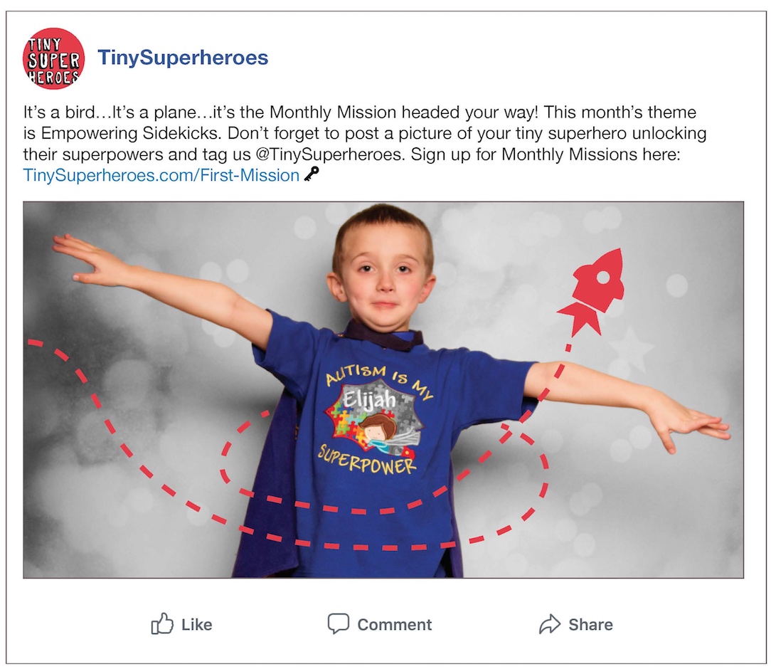 Mock-up of a Monthly Missions social post
