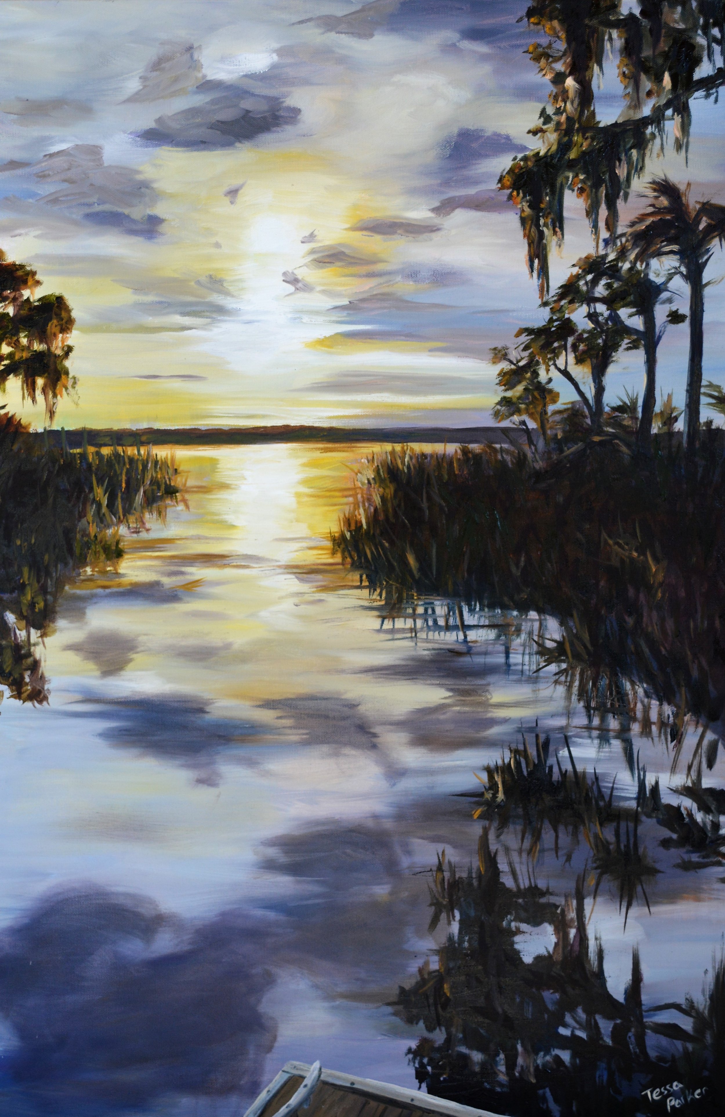 "Wilmington Park Dock at Sunset" Tessa Parker, 2022. Oil on canvas.