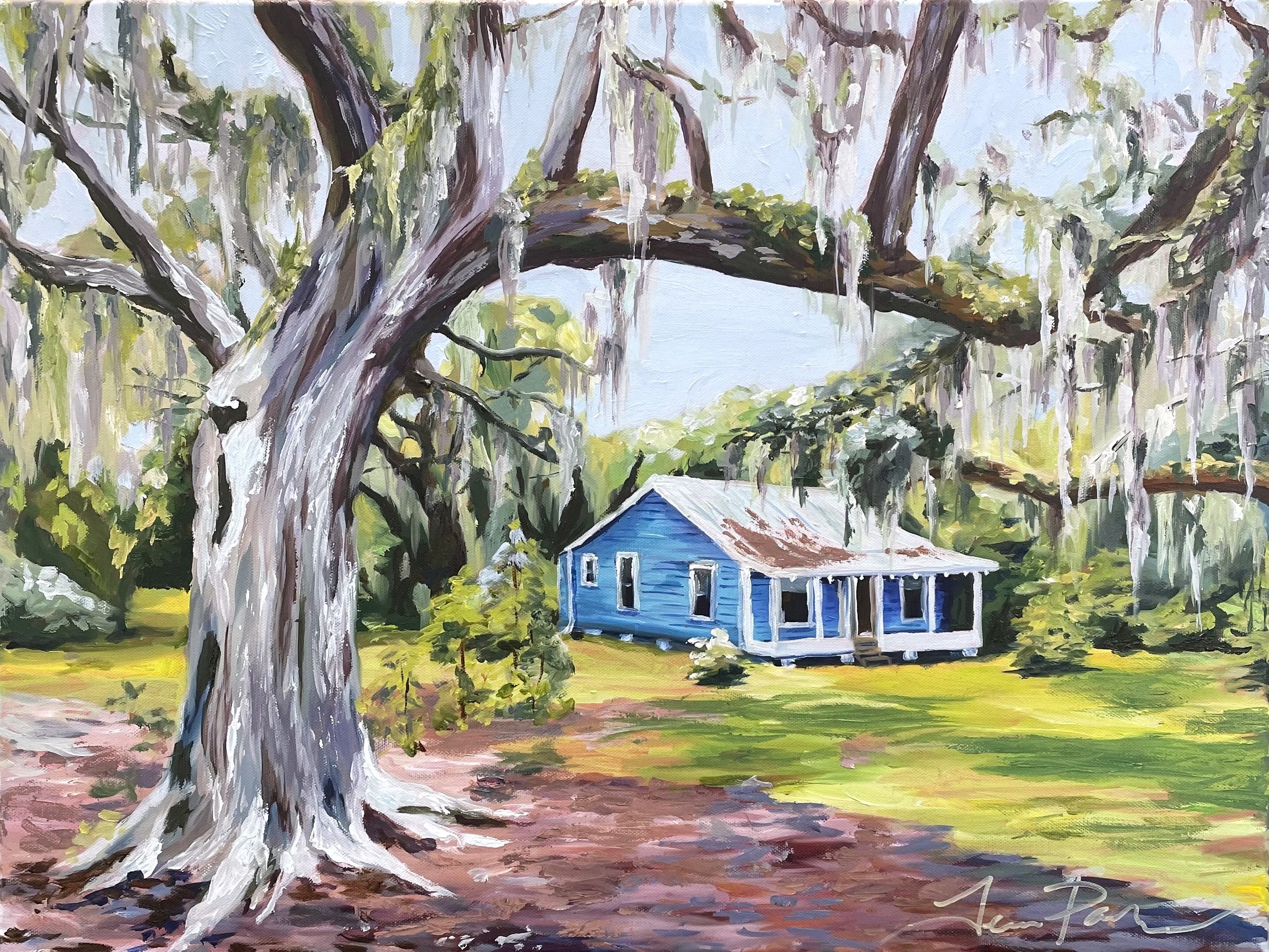 "Little Blue House on Sapelo" Tessa Parker, 2023. Oil on canvas.