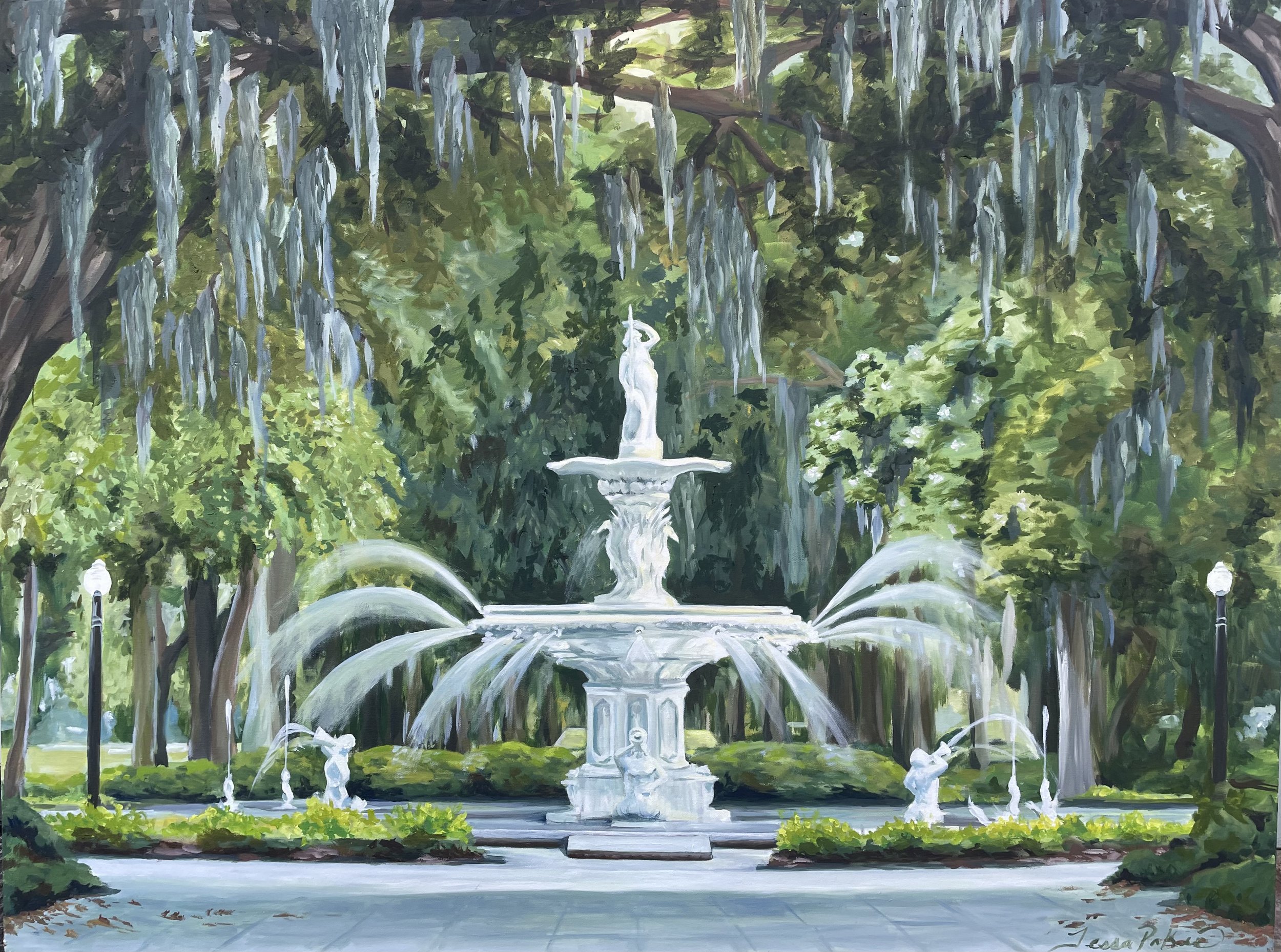 "Forsyth Fountain" Tessa Parker, 2024. Oil on canvas.