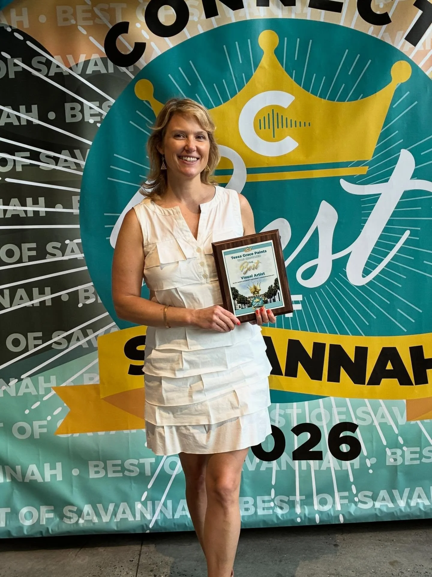 Thank you to my family, friends, followers, and SAA peeps who voted me for &ldquo;Best Visual Artist 2026&rdquo;. We had a great time at the Trustees Garden for the @connectsavannahevents . Our winning SAA group was there to support each other! @saap