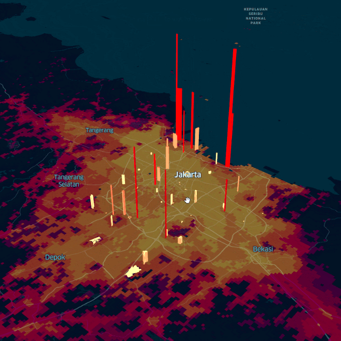 Example visualization built for Indonesian policymakers to display the ‘bare ground’ metric for the pilot study (made with    Kepler   ).