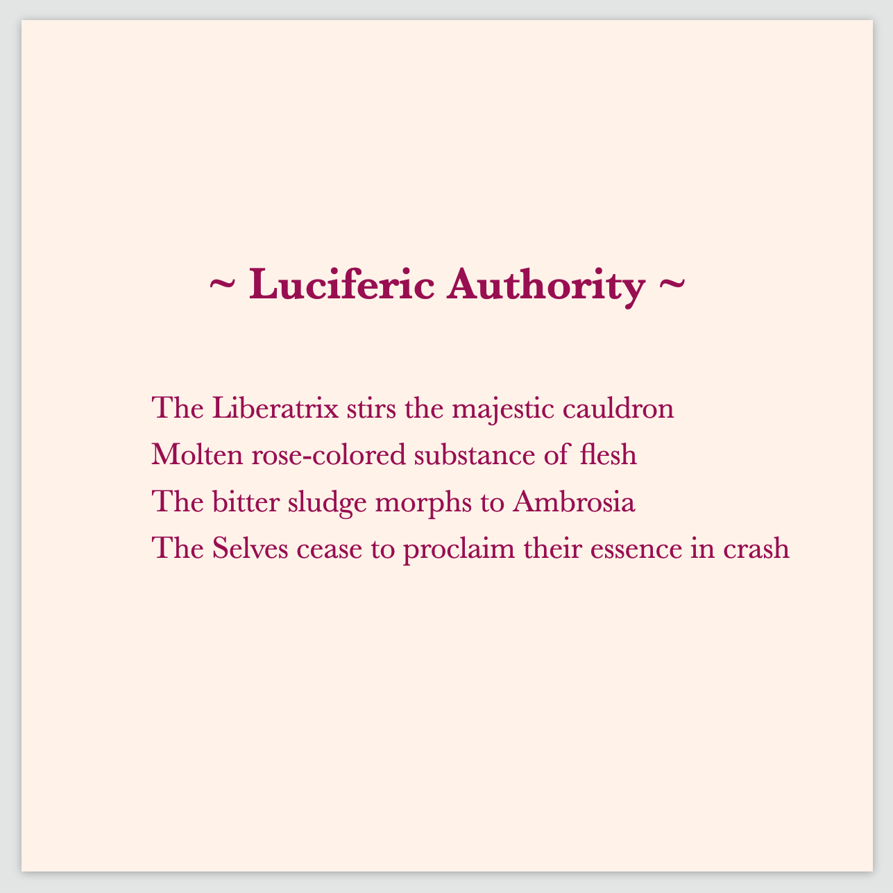 A poem by Cintia Detre / Cynthia Detre titled ‘Luciferic Authority’
