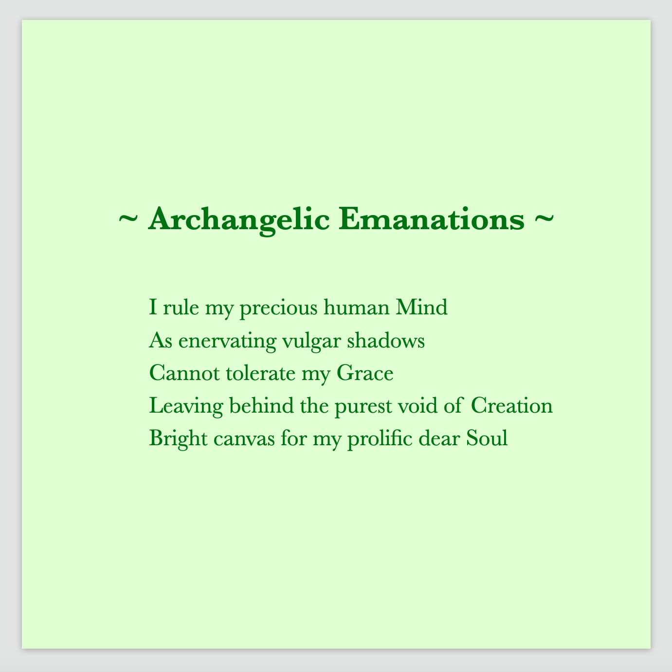 A poem by Cintia Detre / Cynthia Detre titled ‘Archangelic Emanations’