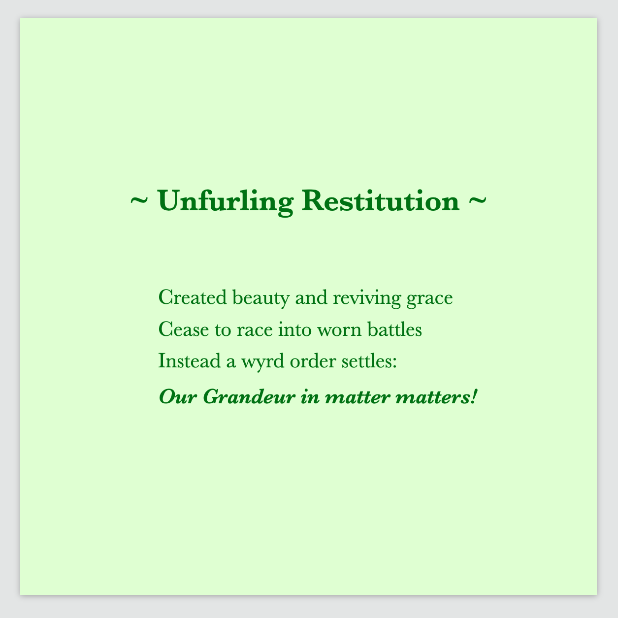 A poem by Cintia Detre / Cynthia Detre titled ‘Unfurling Restitution’