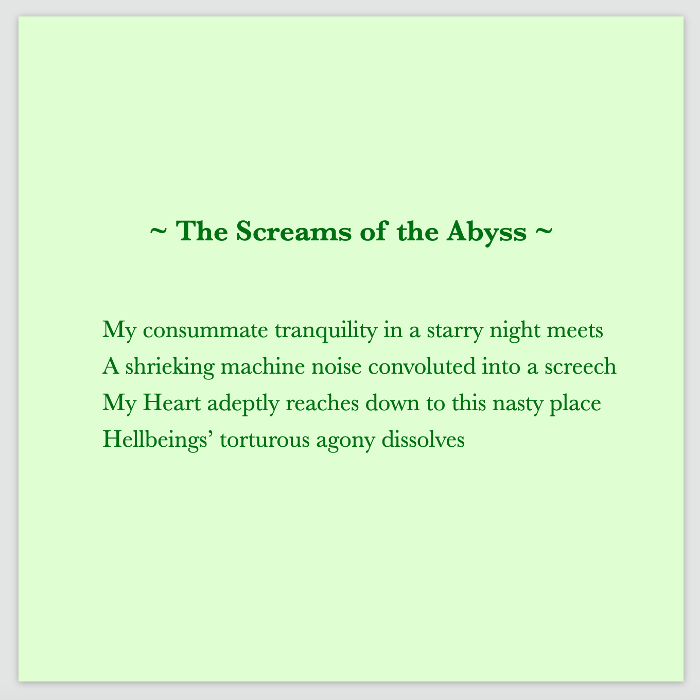 A poem by Cintia Detre / Cynthia Detre titled ‘The Screams of the Abyss’