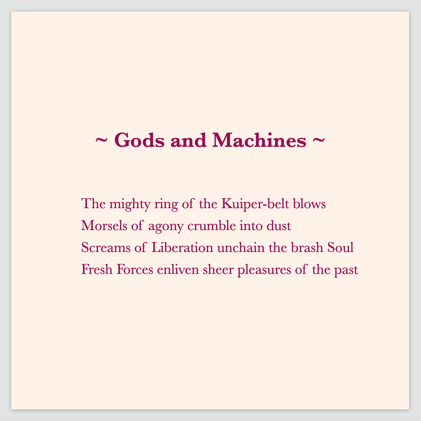 A poem by Cintia Detre / Cynthia Detre titled ‘Gods and Machines’