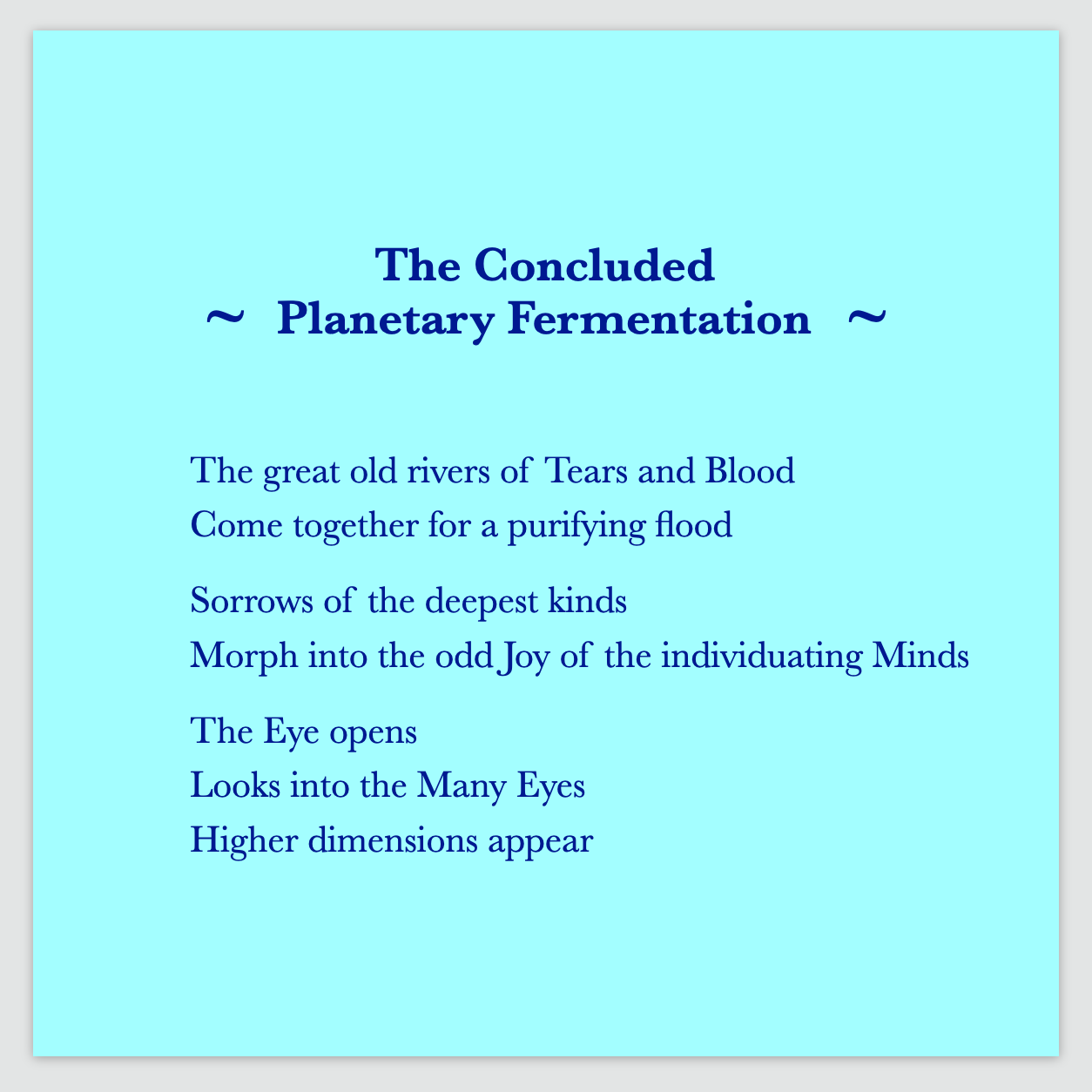 A poem by Cintia Detre / Cynthia Detre titled ‘The Concluded Planetary Fermentation’